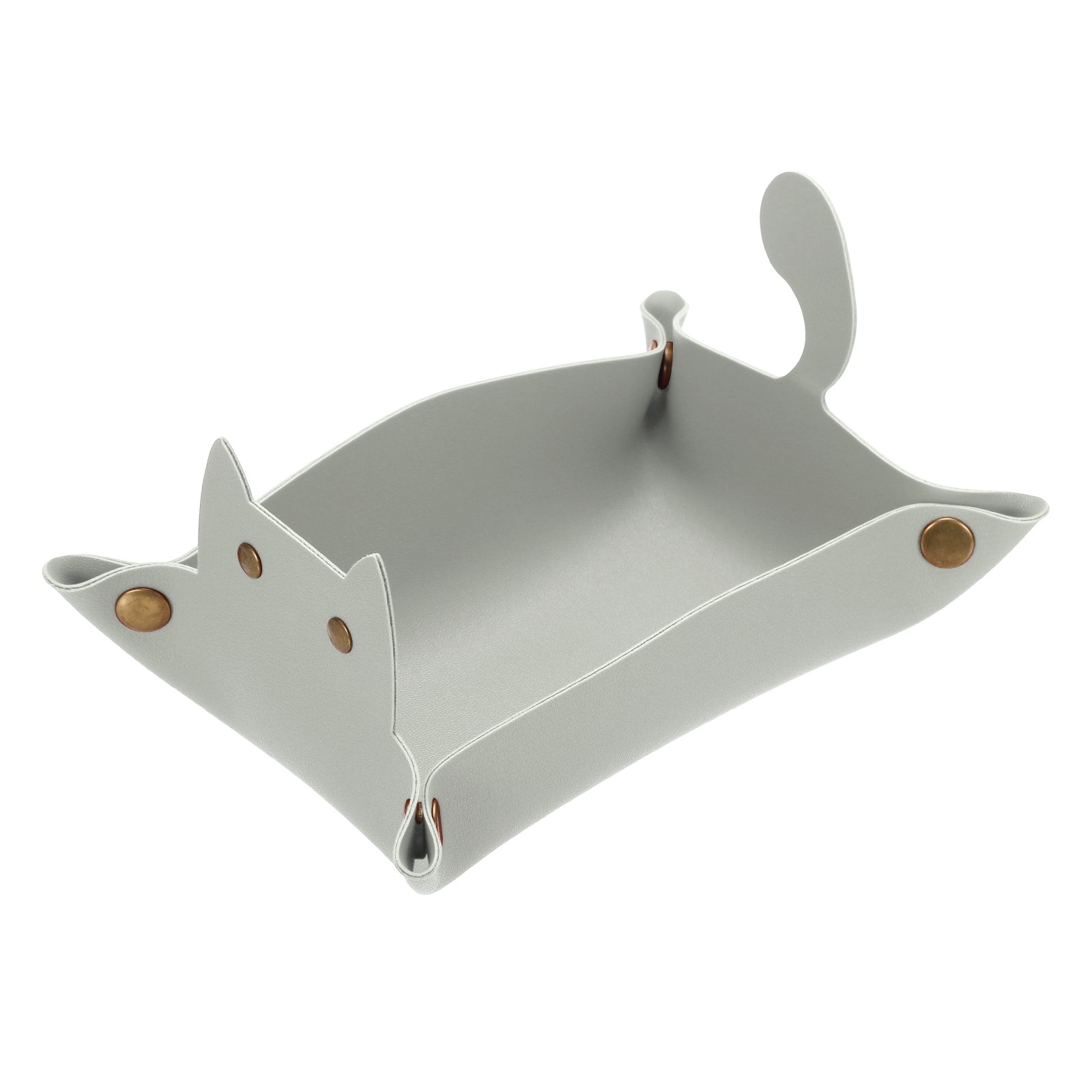 Leather Valet Tray, Folding Jewelry Tray Organizer, Gray