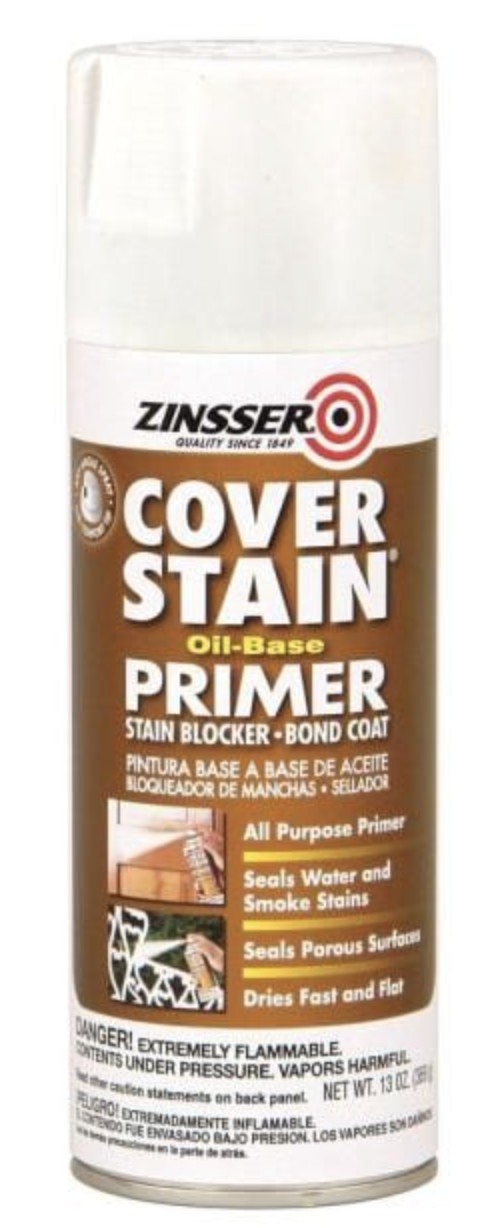 Zinsser Cover Stain Oil-Base Primer and Stain Blocker Spray, Flat White, 13 Oz.