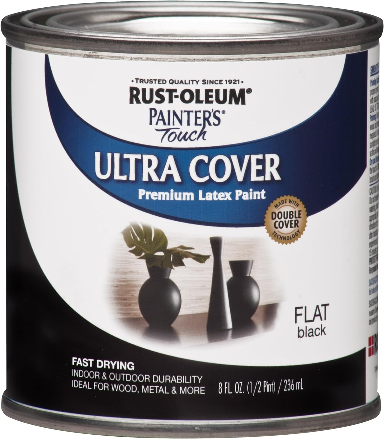 1976730 Painter’S Touch Latex Paint, Half Pint, Flat Black, 8 Fl Oz (Pack of 1)