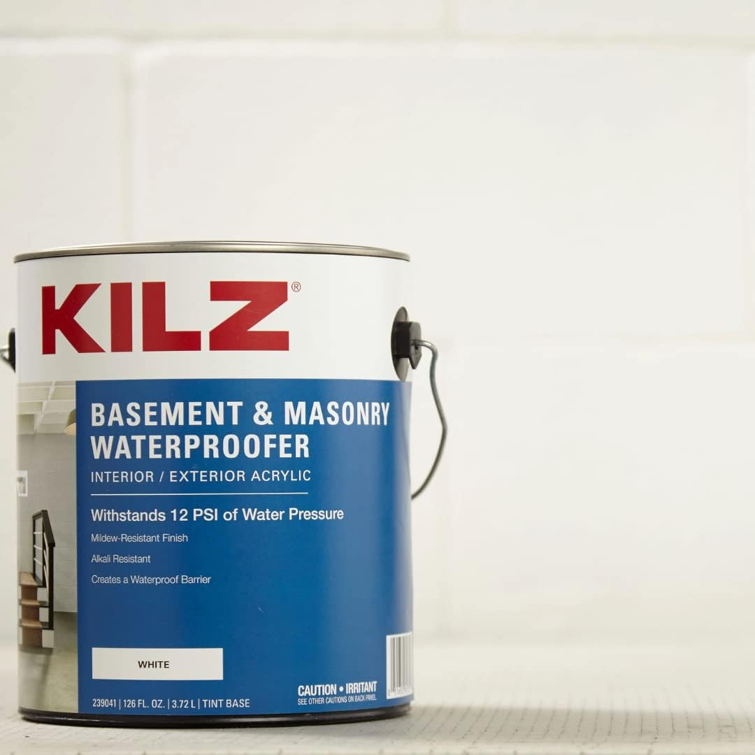 Basement and Masonry Waterproofing Paint, Interior/Exterior, White, 1 Gallon