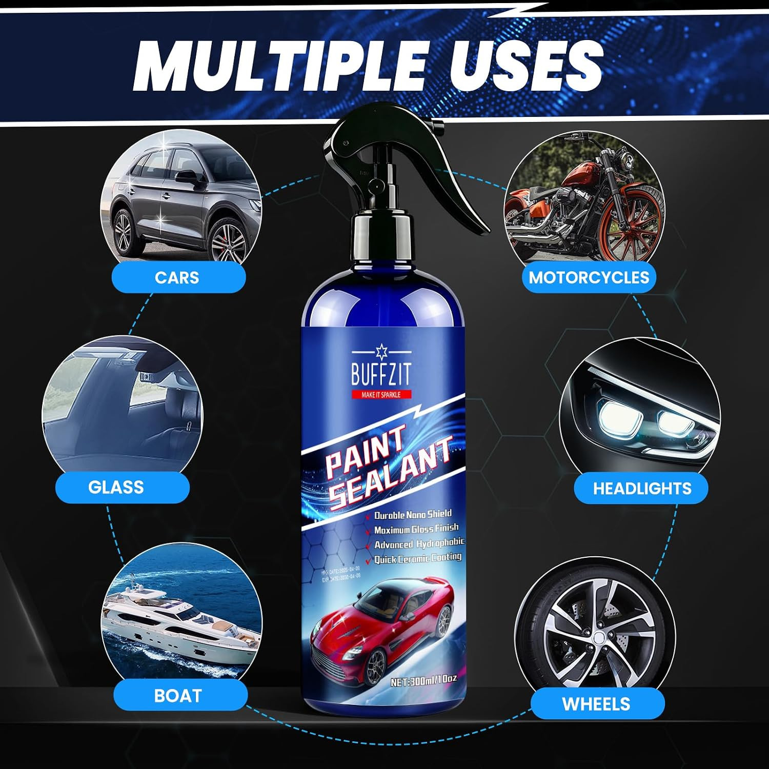 Paint Sealant Spray Quick Effect Coating Agent for High Gloss Shine & Protection