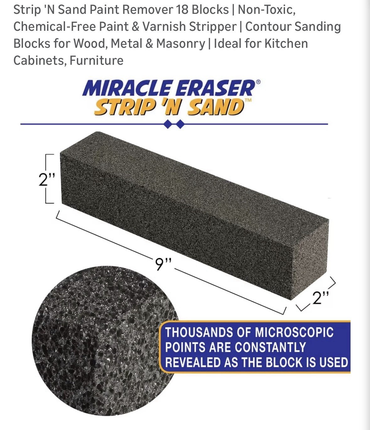 Miracle Eraser Strip & Sand Blocks Pack of 3 New Paint Remover Wood Metal