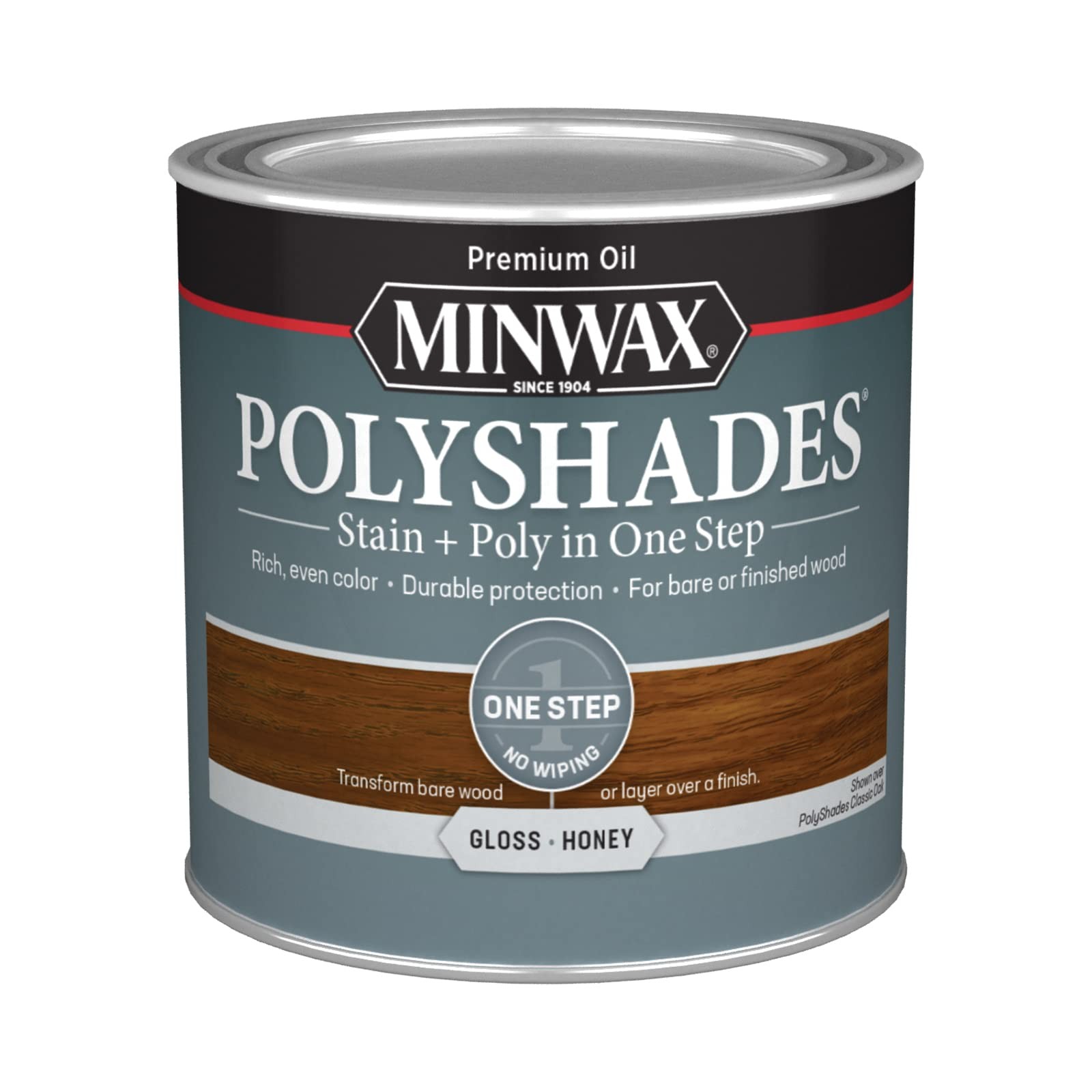 Minwax PolyShades Wood Stain + Polyurethane Finish – ½ 0.25 Quart, Honey