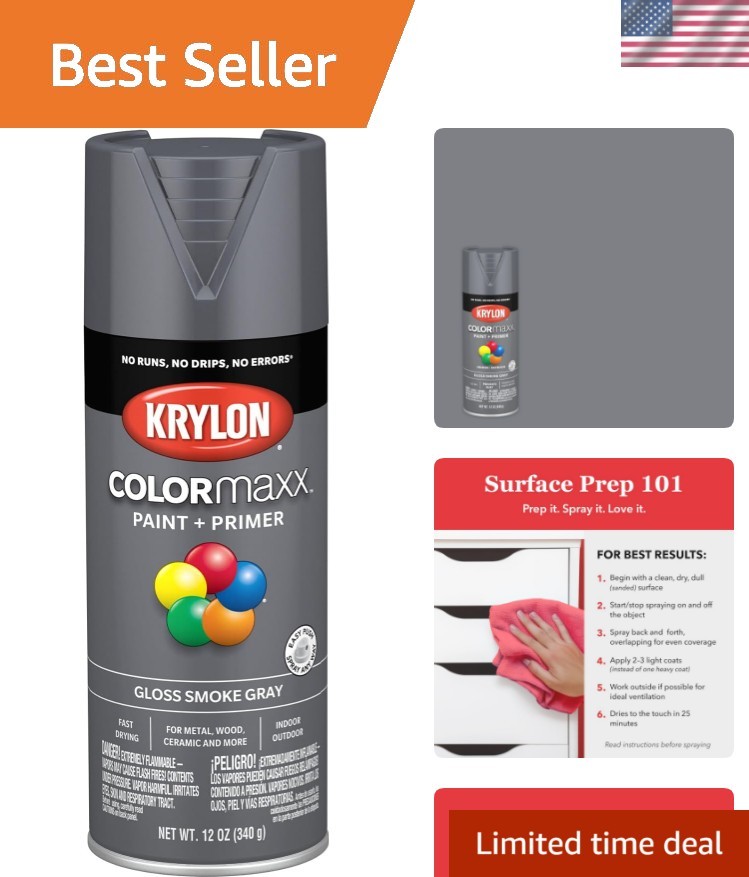 12 Oz Krylon COLORmaxx Gloss Spray Paint – Indoor/Outdoor Use, Rust Resistant