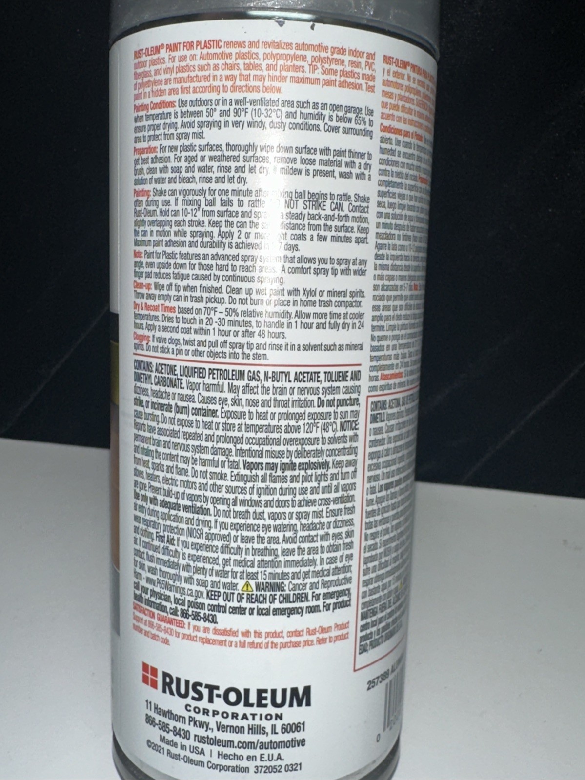 LOT OF 2-NEW RUSTOLEUM PAINT FOR PLASTIC – ALUMINUM -11oz. FREE SHIPPING