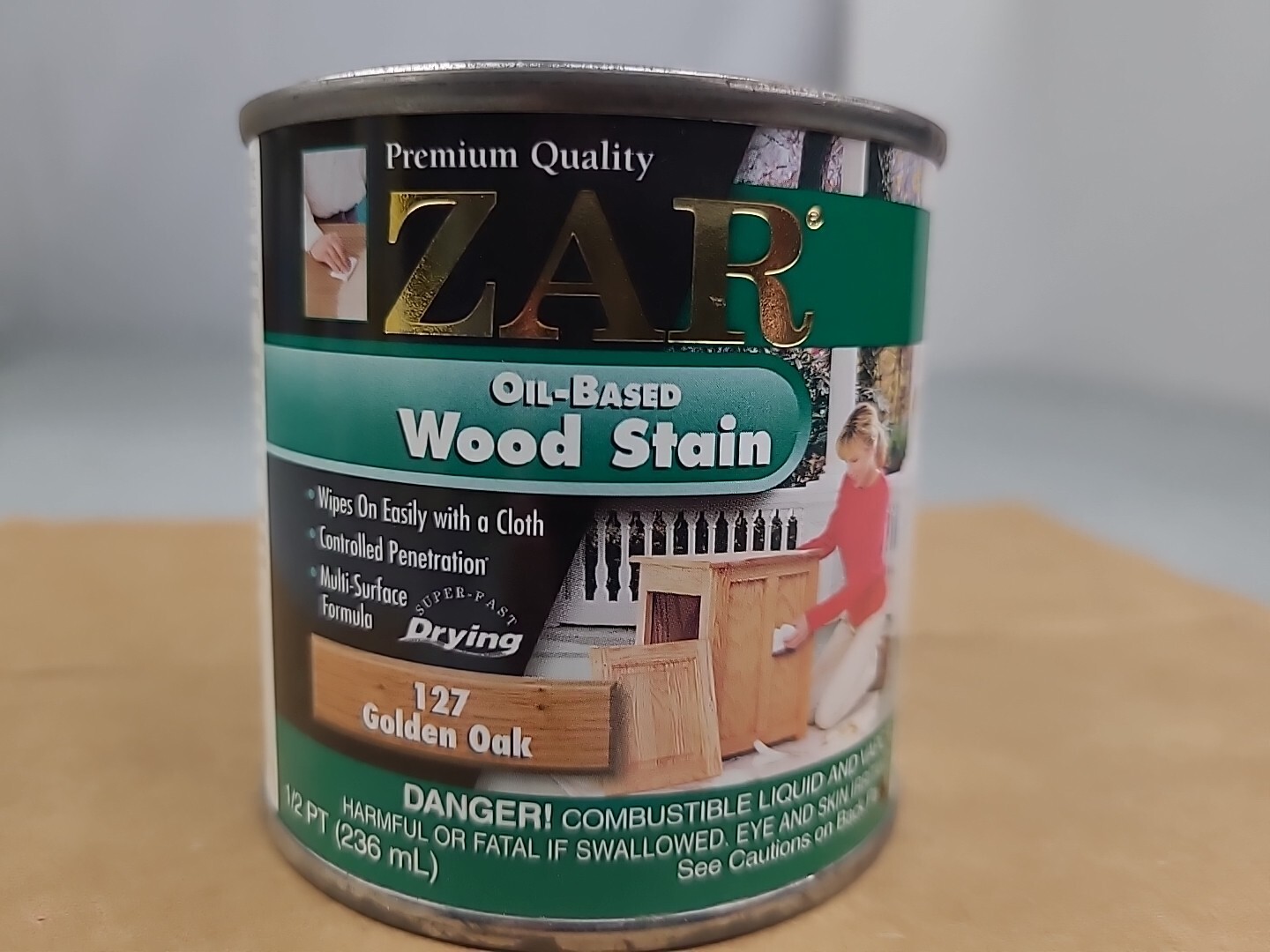 Zar Interior Stain 127 GOLDEN OAK 1/2 pint READ