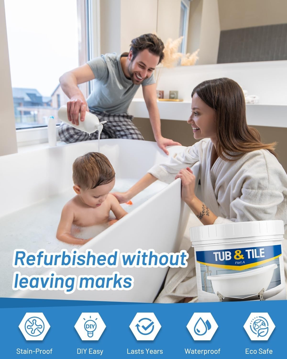 Complete 36oz Tub and Tile Refinishing Kit with Brush – Low Odor, Easy Use