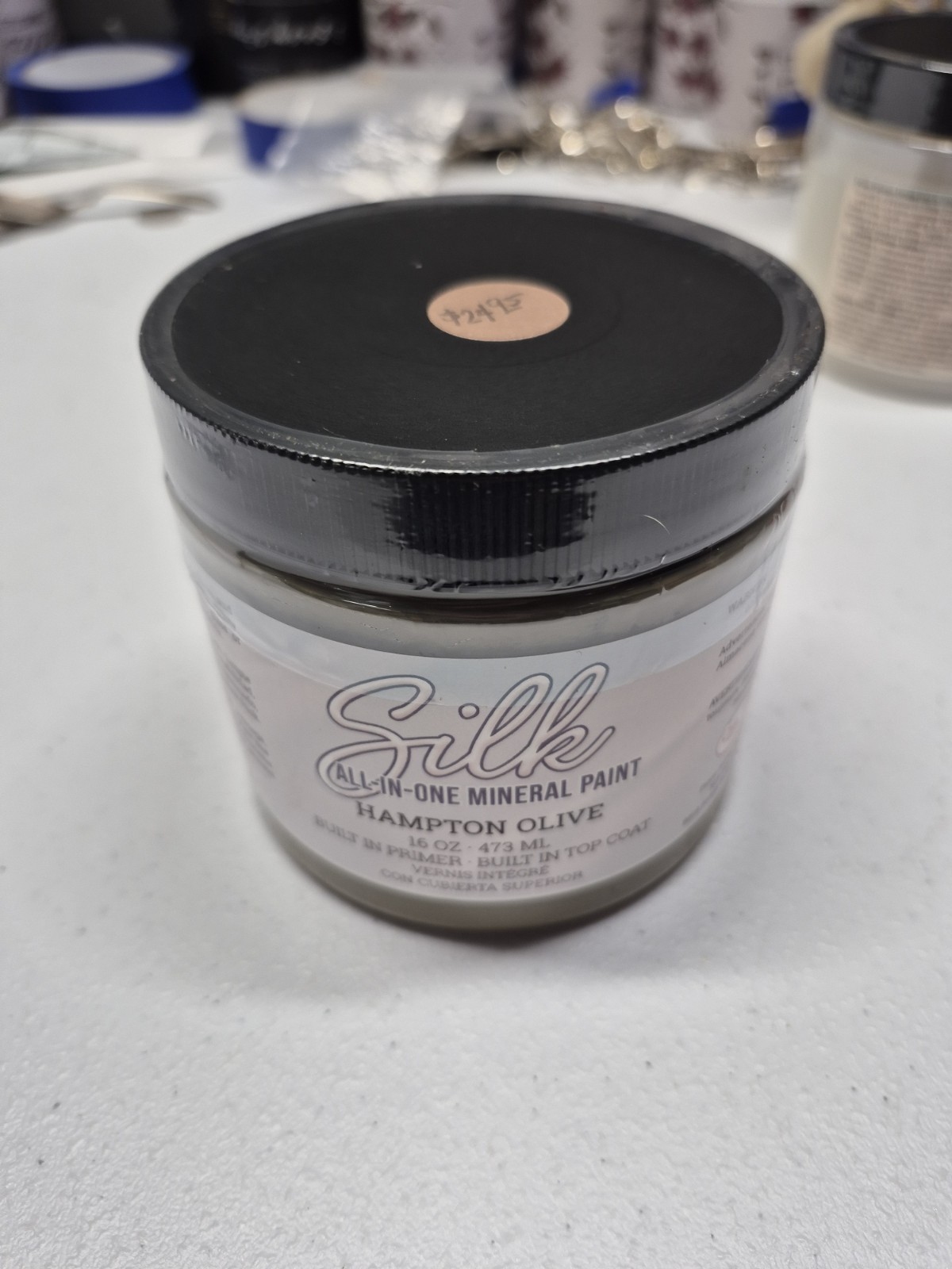 Dixie Belle Paint Co Silk 16oz All-In One Mineral Paint “Hampton Olive” Color