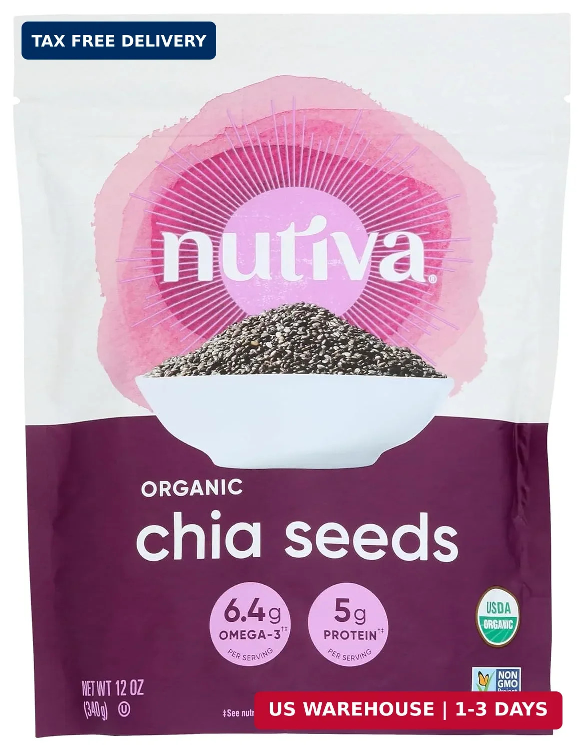 Nutiva Organic Chia Seed, Black, 12 Ounce (Pack of 1)