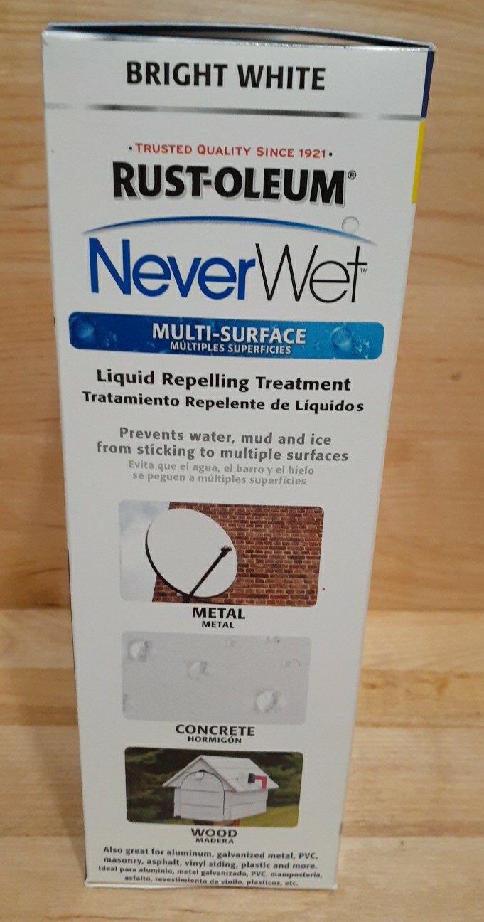 RUSTOLEUM BRIGHT WHITE NEVER WET MULTI-SURFACE KIT 2- 9oz cans liquid repelling