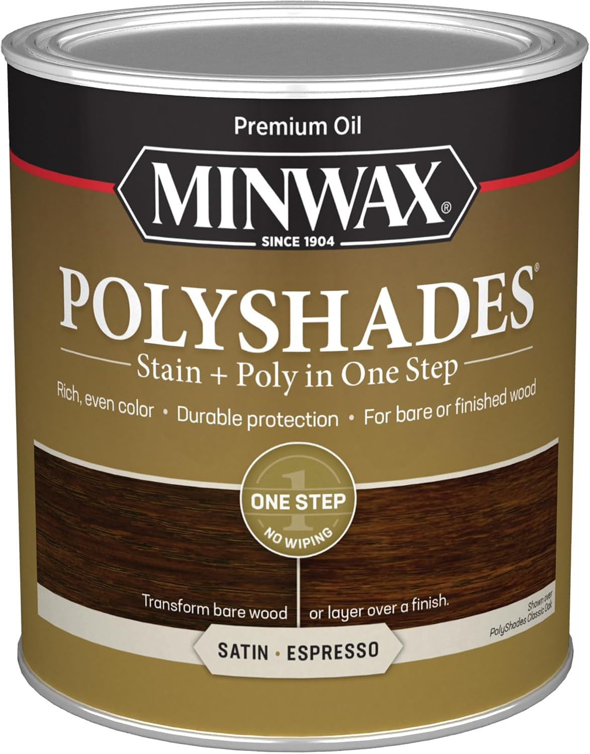 613970444 Polyshades – Stain & Polyurethane in 1 Step, Quart, Espresso, Satin
