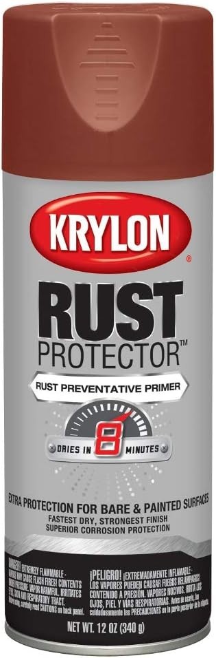 Red Oxide Spray Paint Primer Rust Protection for Metal Surfaces 12 oz Satin