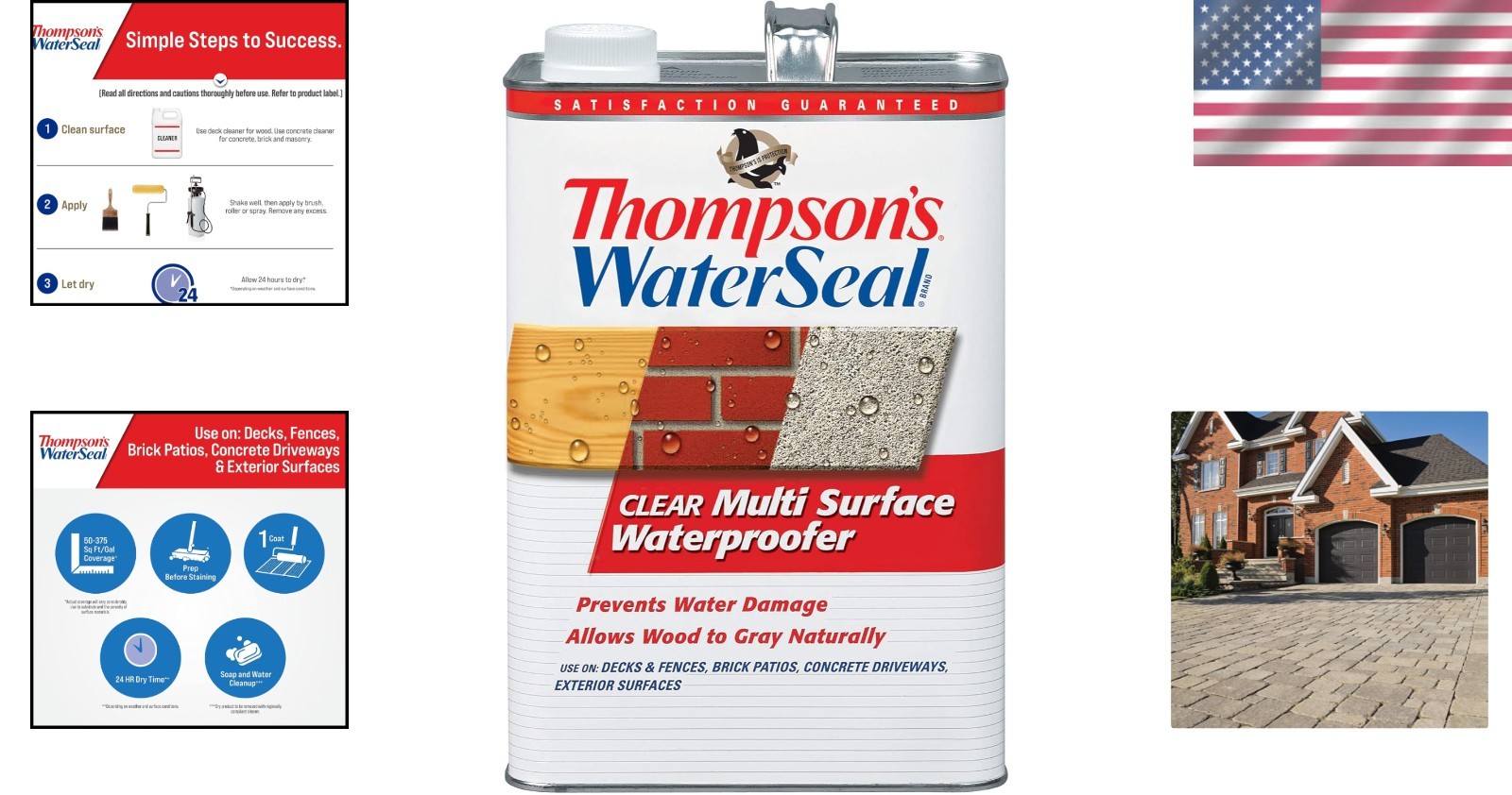 Thompson’s WaterSeal Multi-Surface Waterproofer Stain Clear 1 Gallon Exterior…