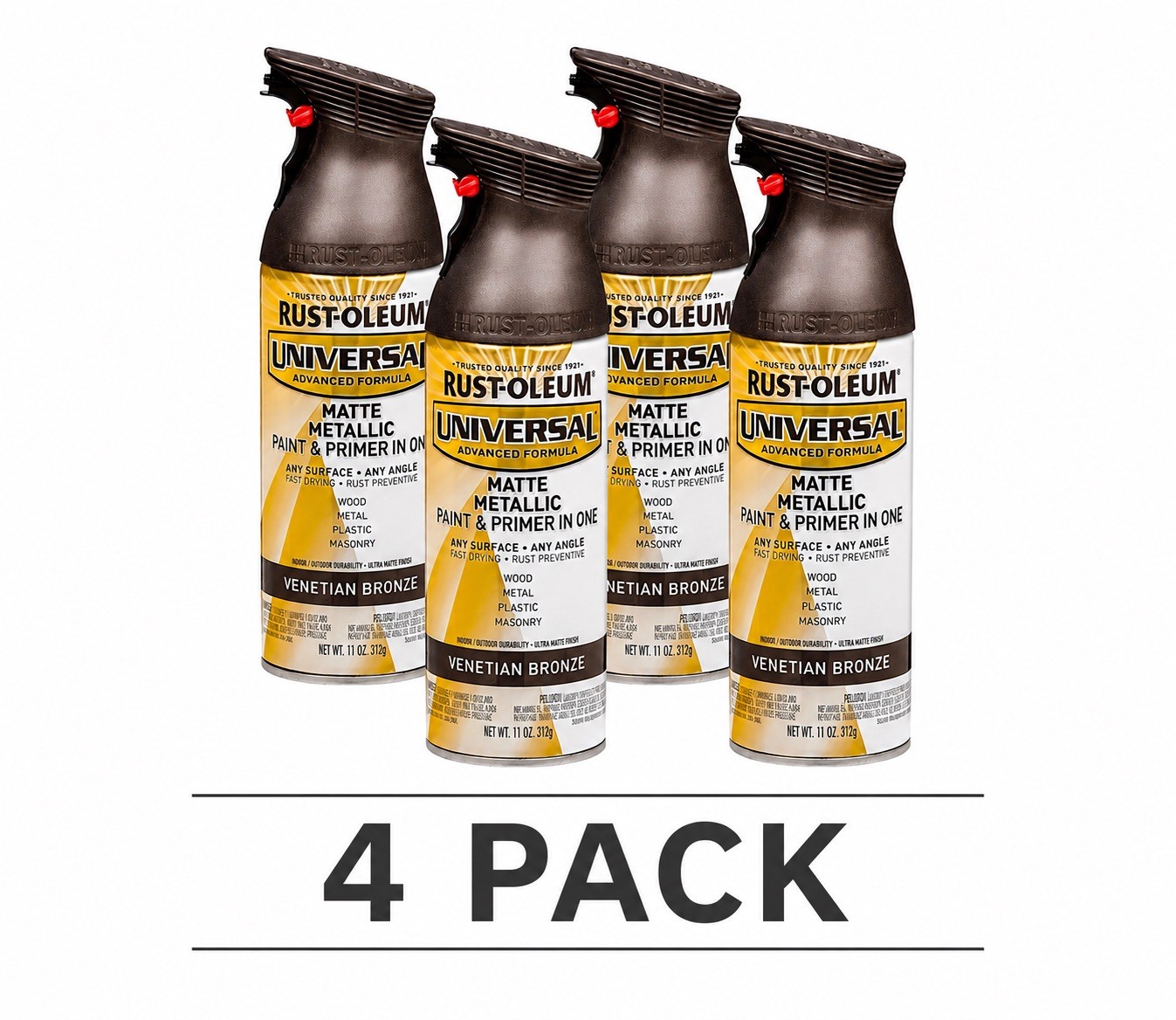 Rust Oleum Universal 11Oz Matte Venetian Bronze Spray Paint Pack Of 4