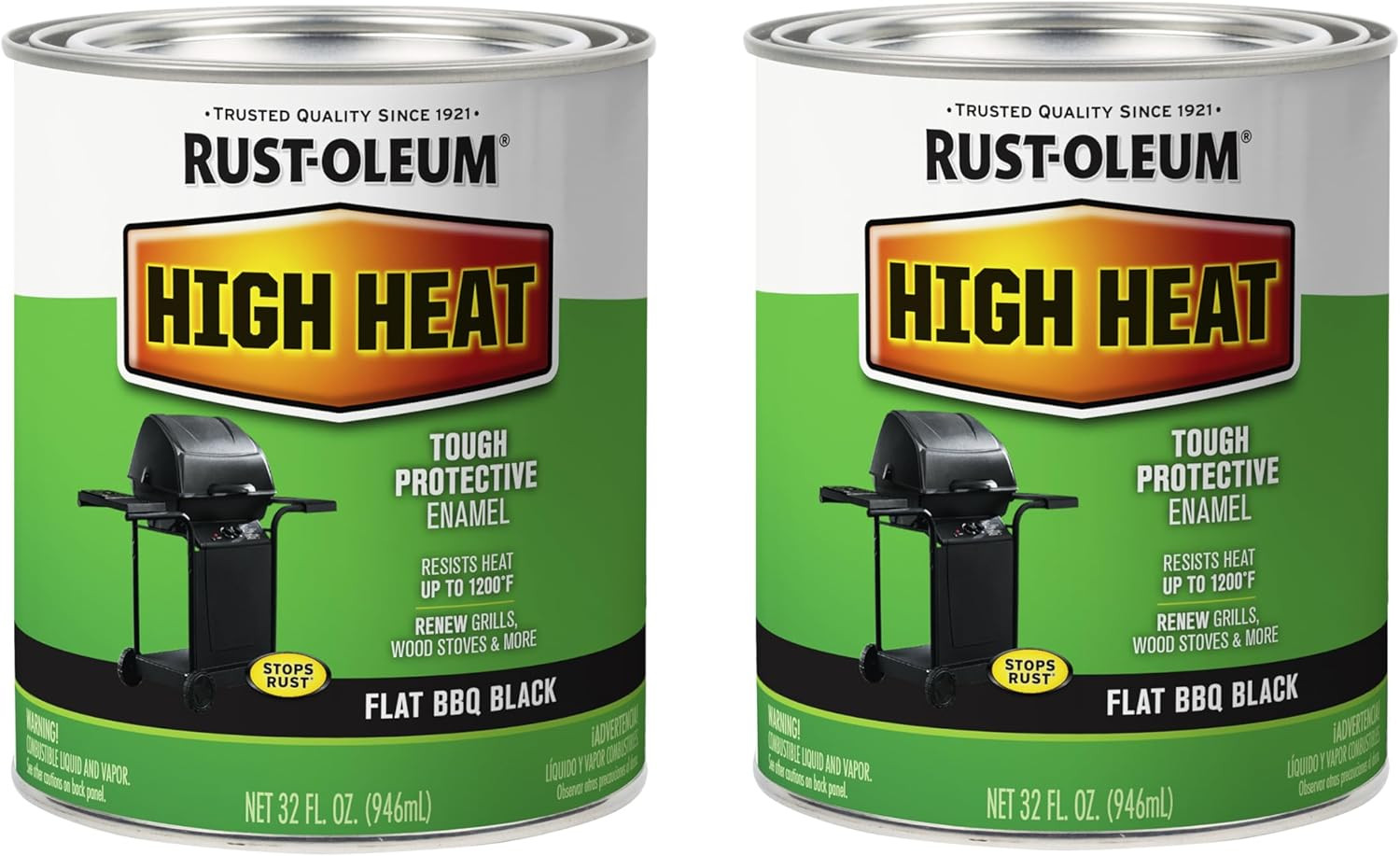 7778502 High Brush on Paint Heat Protective Enamel, 32 Fl Oz, Bar-B-Que Black, 2