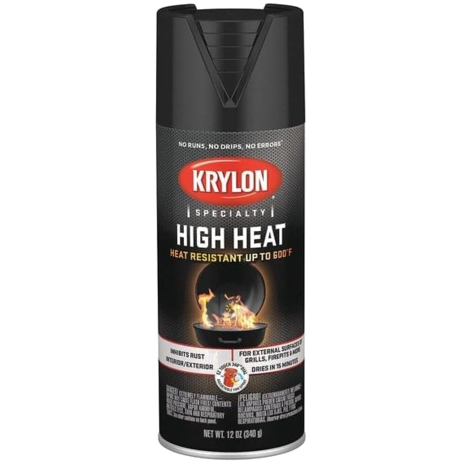 Satin Black High Heat Spray Paint – 12 Oz Krylon Can for Indoor & Outdoor Use
