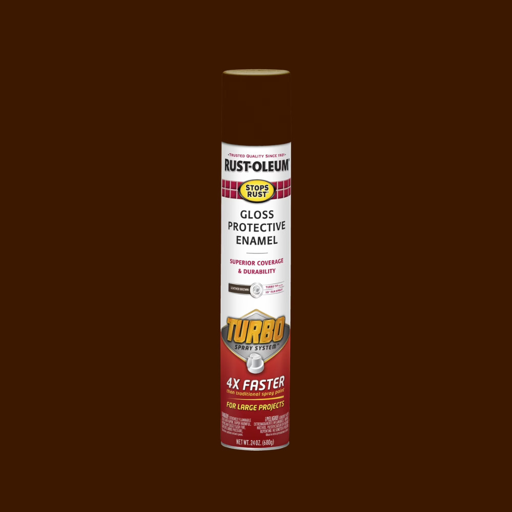 3 Pack Rust-Oleum Turbo Leather Brown Gloss Spray Paint, Outdoor Metal 24oz Can