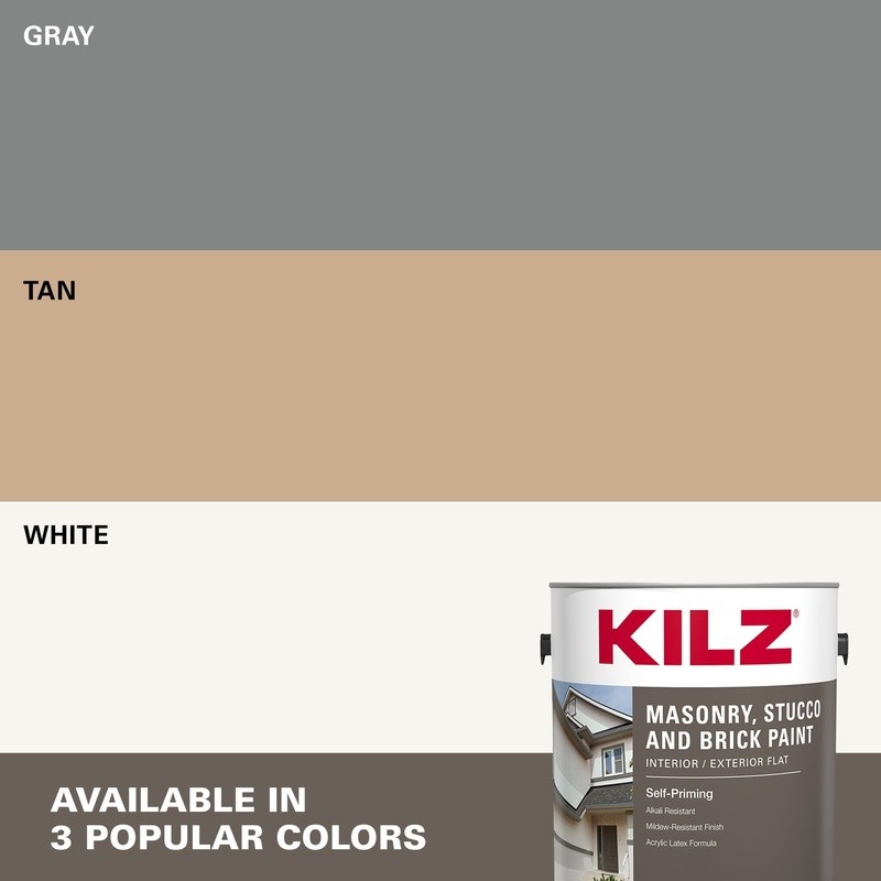 Self-Priming Masonry Stucco Brick Paint Interior Exterior Flat Durable Finish US