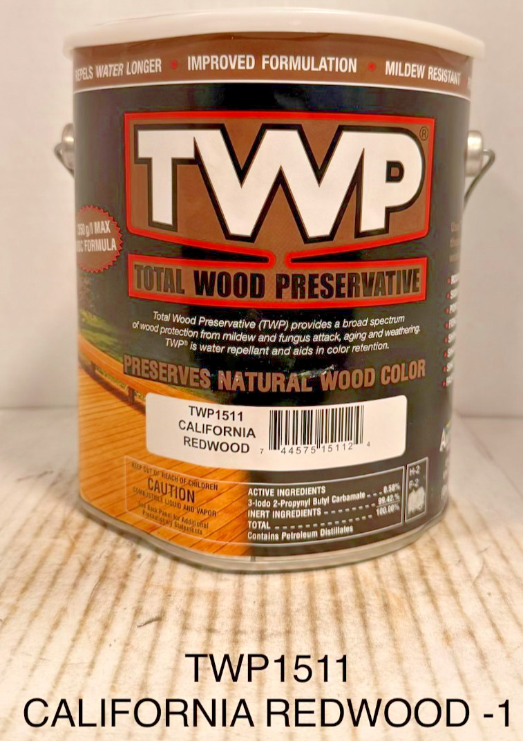 TWP 1511 California Redwood Low Voc Preserv Stain gal DENTED CAN