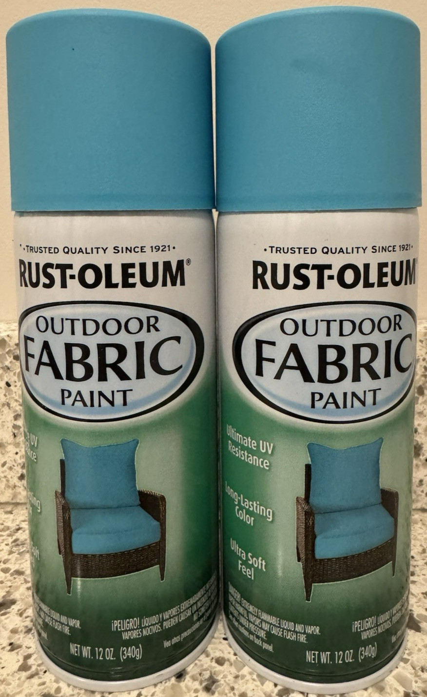 2 12-ounce cans Rust-Oleum Outdoor Fabric Spray Paint – Turquoise – NEW