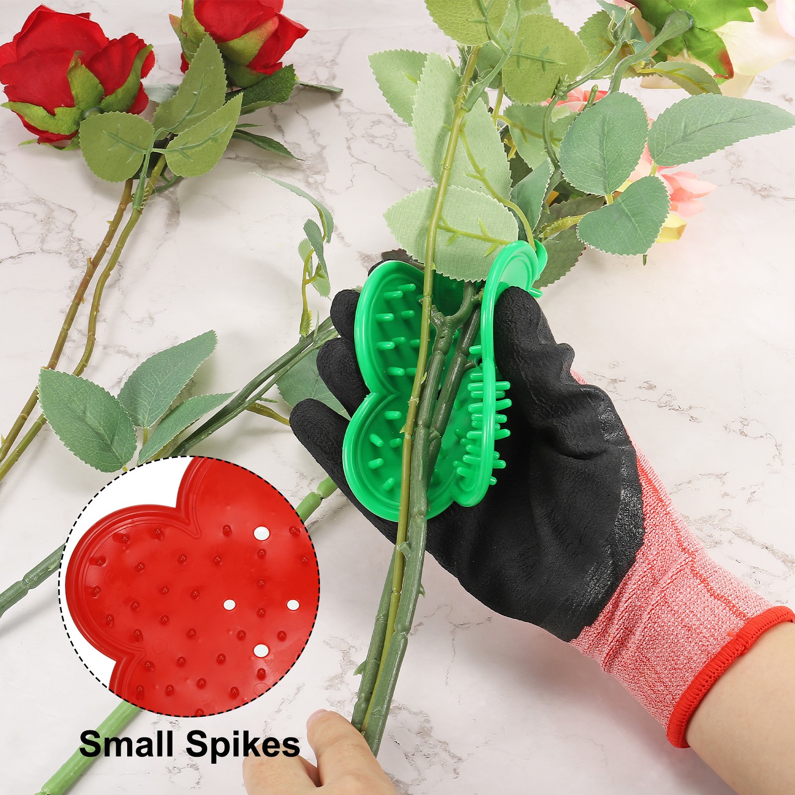 2pcs Rose Stem Leaf Thorn Stripper Remover Tool Stripping Kit Black, Red