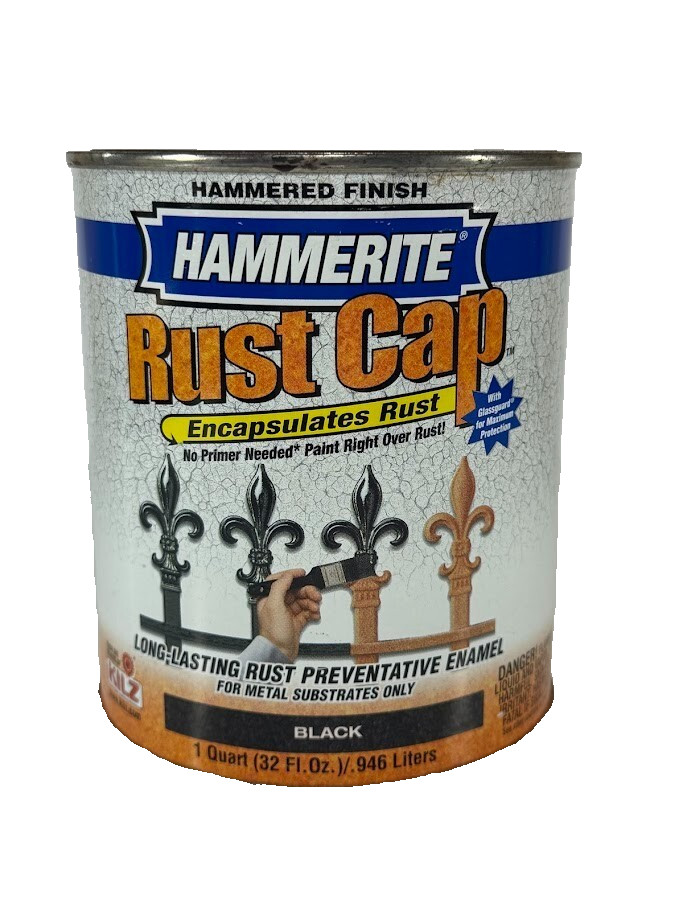 Hammerite Rust Cap Black Hammered Finish Paint Kilz 1 Quart, 32 oz *READ*