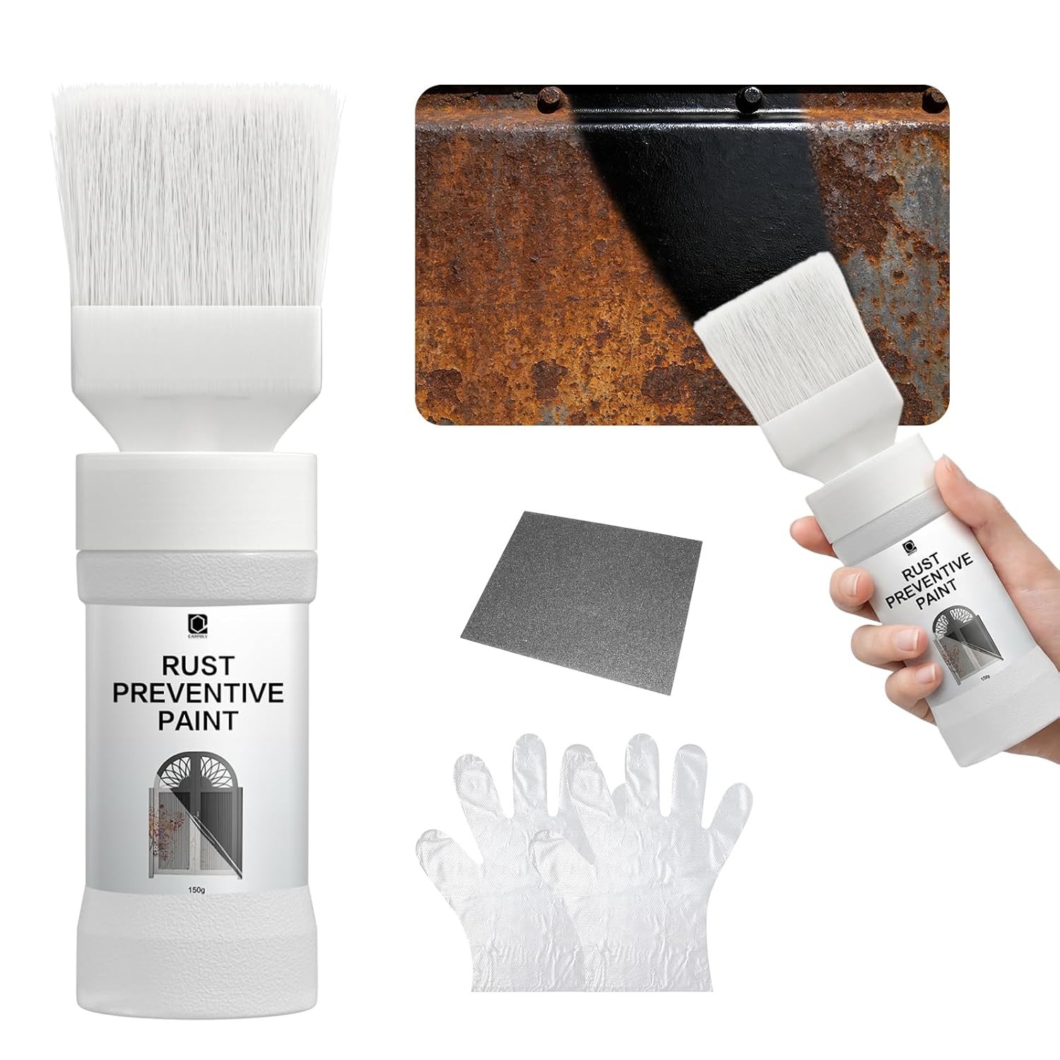 Rust Converter Spray with Brush, Metal Primer for Corrosion Prevention 5.29 Oz
