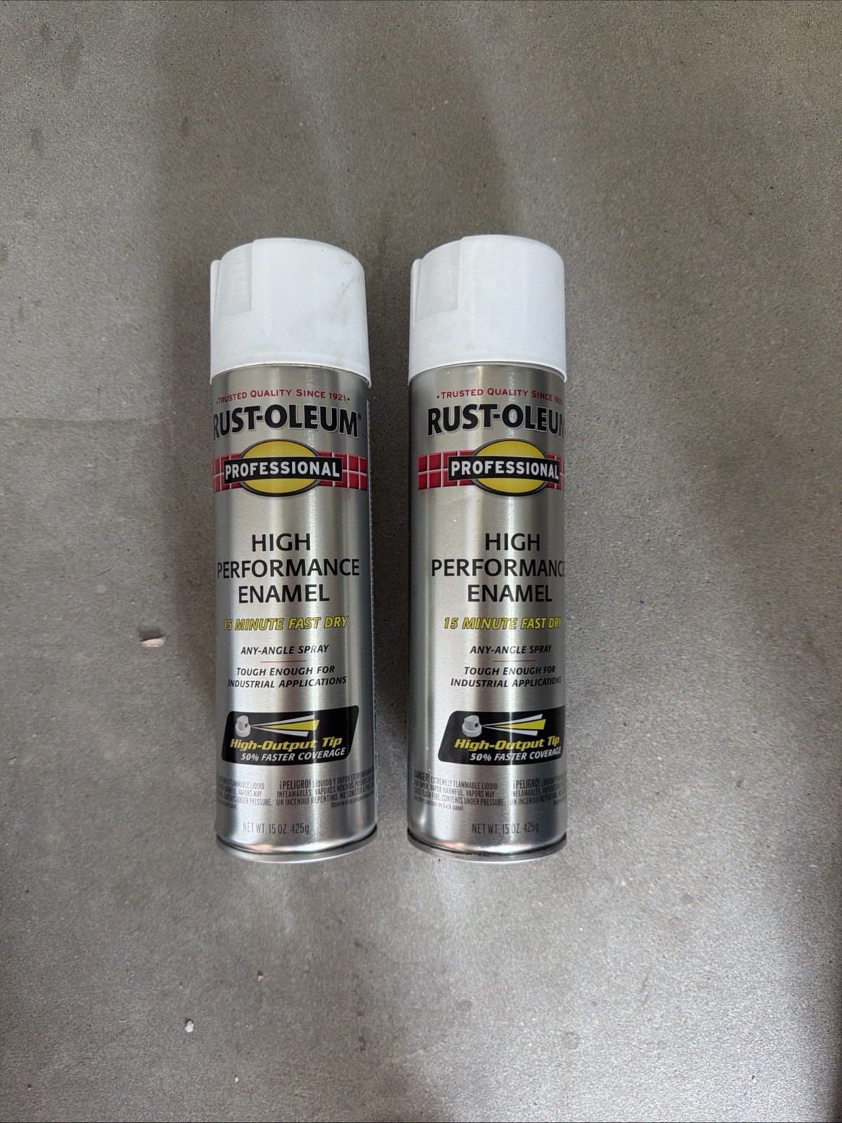 2x Rust Oleum Professional 15 Ounce Semi Gloss White Spray Paint