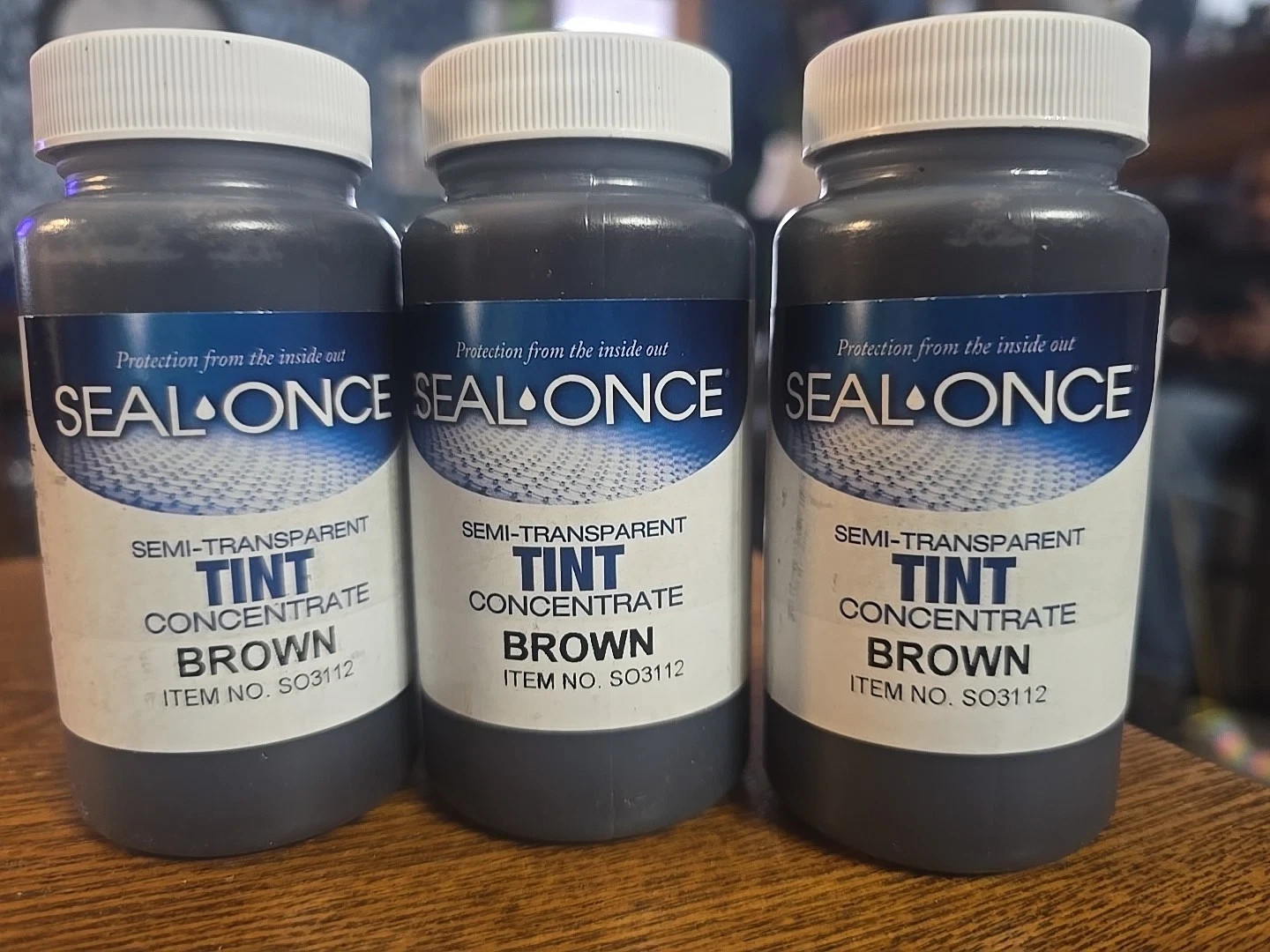 3 PACK Seal-Once Semi-Transparent Wood Color Tint Brown 4oz New