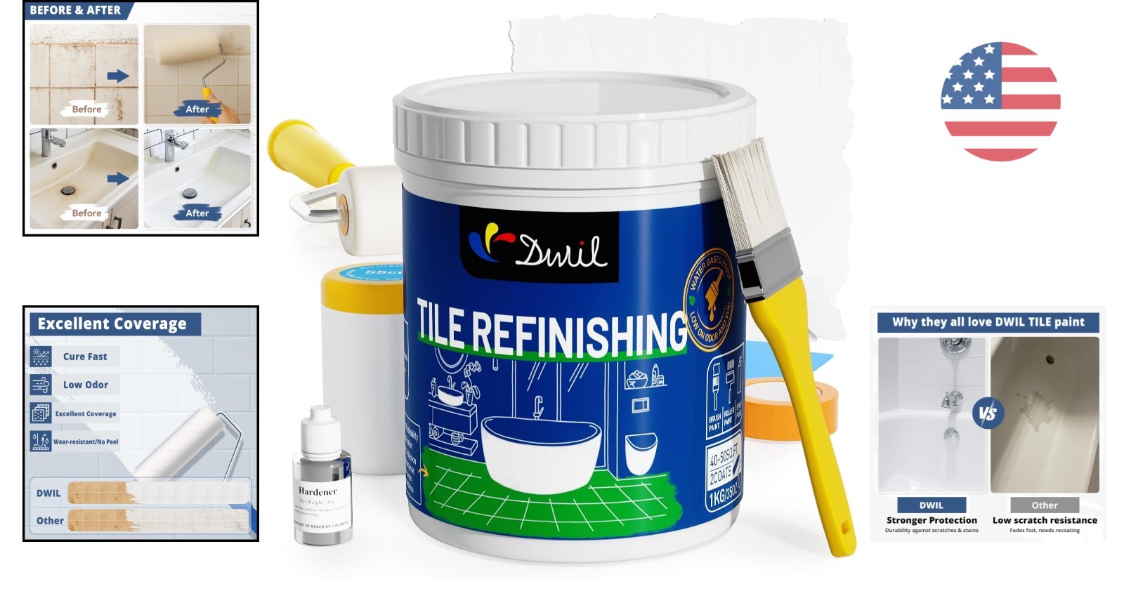 Transform Your Bathtub with Low Odor Water-Based Tub Paint – 35oz Refurbish Kit