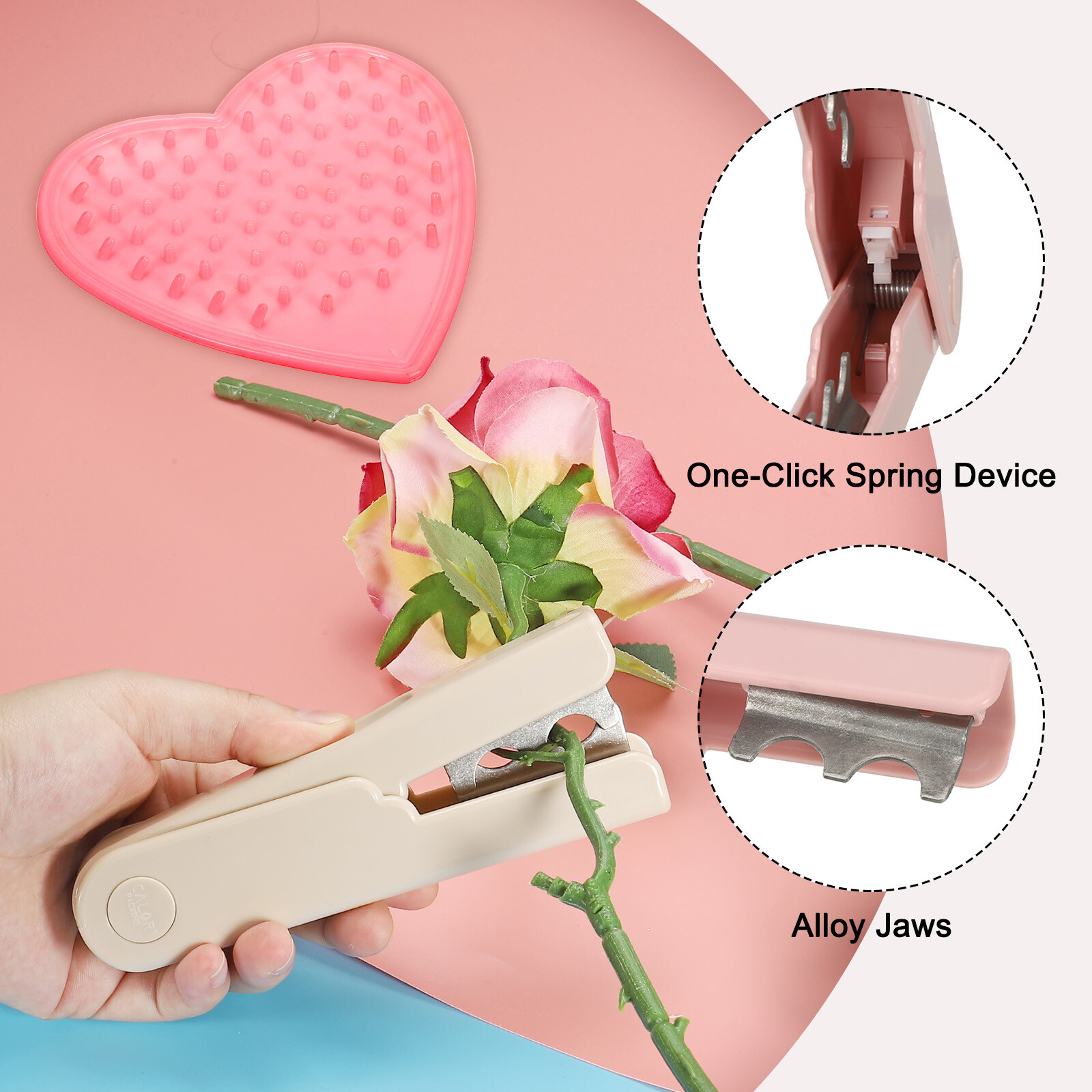 2pcs Rose Stem Leaf Thorn Stripper Remover Tool Stripping Kits Pink