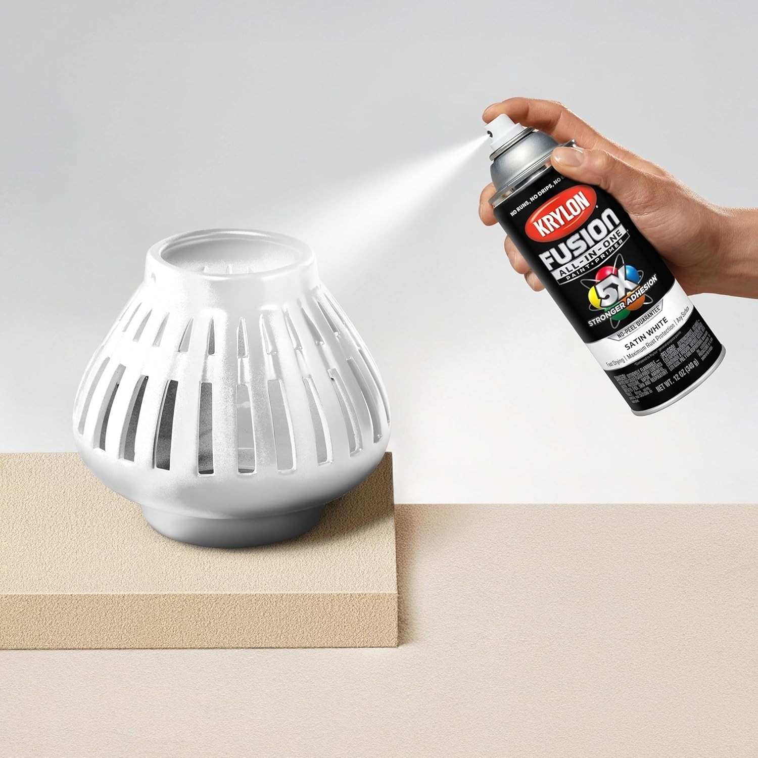 Durable Spray Paint 12 Ounce White Indoor Outdoor Use with 5X Strong Adhesion