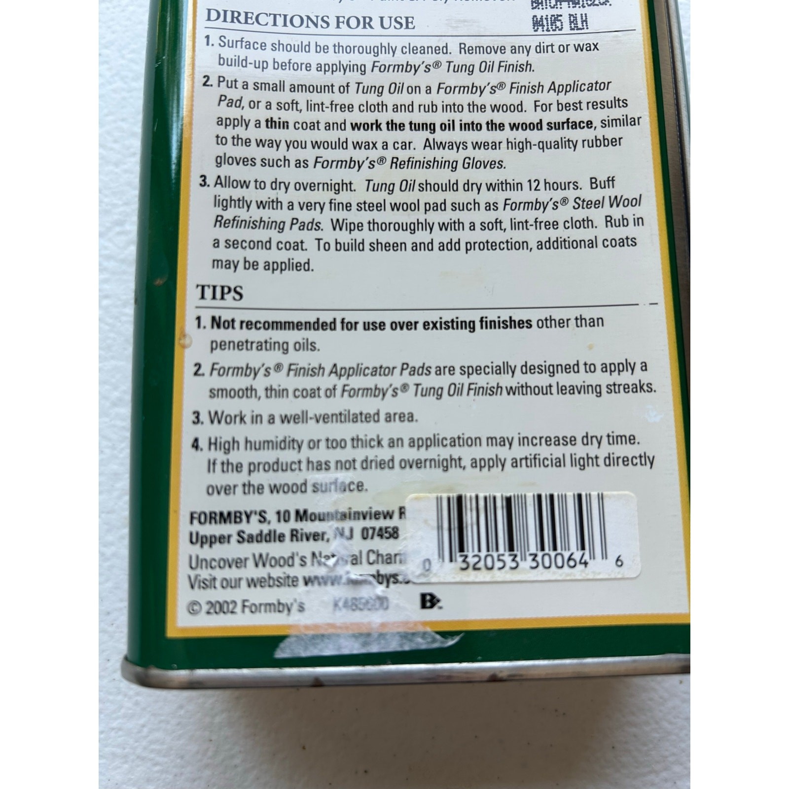 New! Formby’s Low Gloss Tung Oil Finish 16 oz Unopened Discontinued Refinishing
