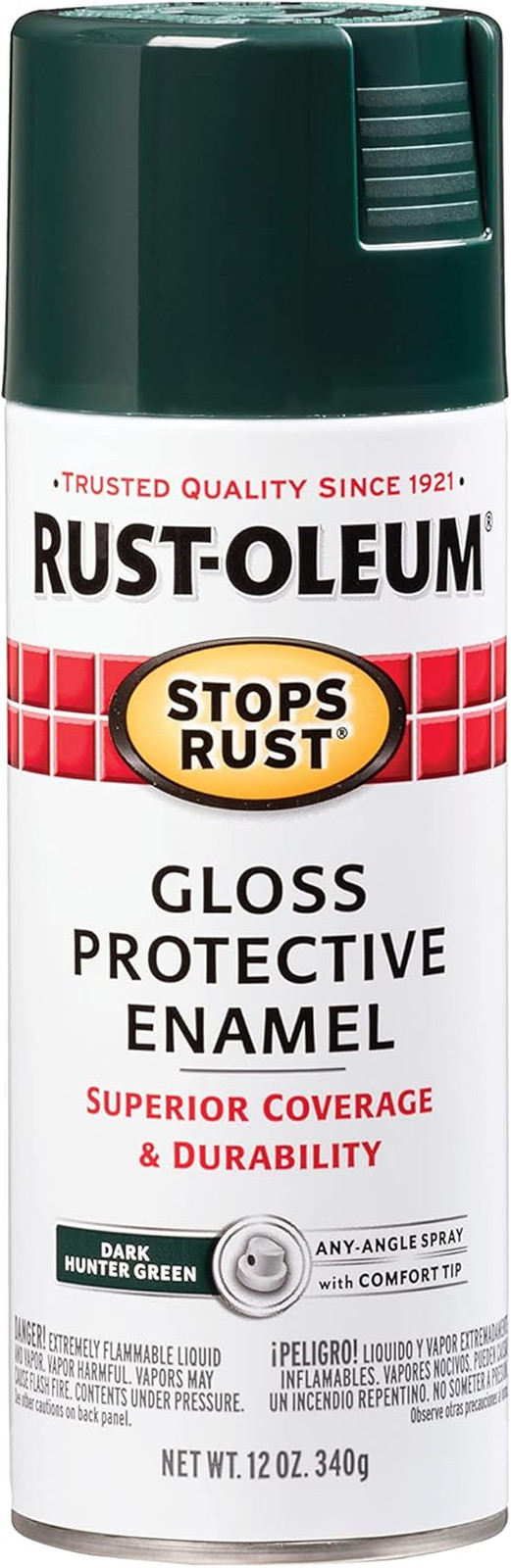 7733830 Stops Rust Spray Paint, 12 Oz, Gloss Dark Hunter Green