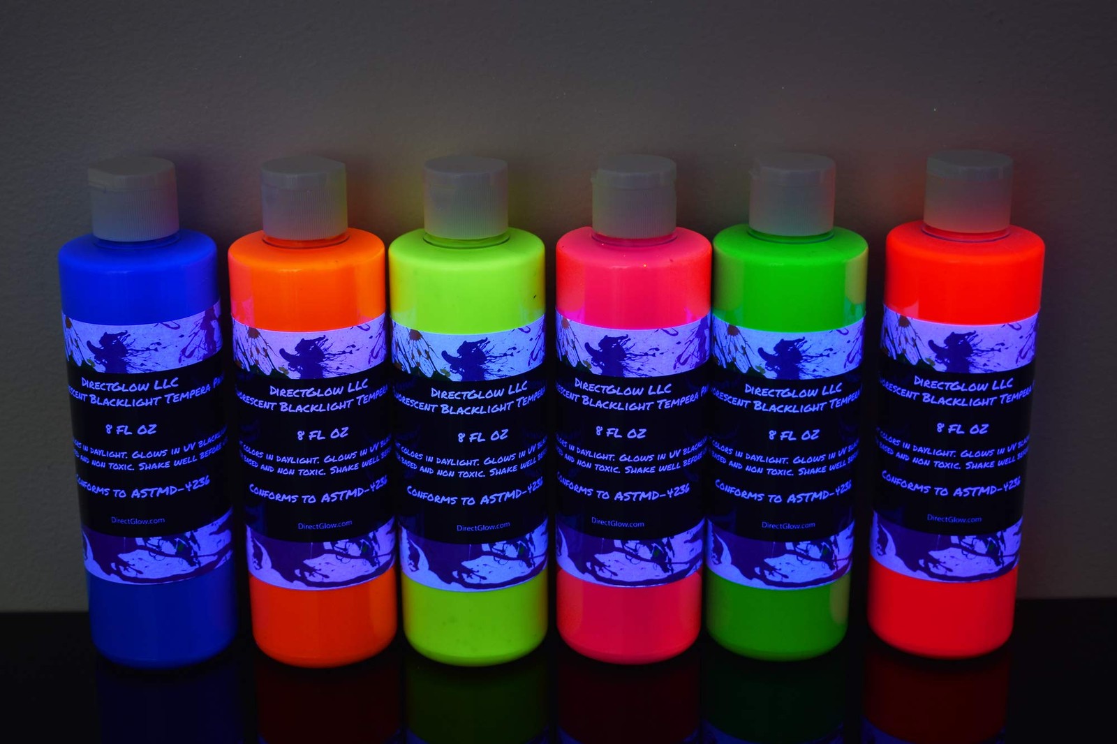 DirectGlow UV Blacklight Reactive Fluorescent Tempera Party Paint (6 Color As…