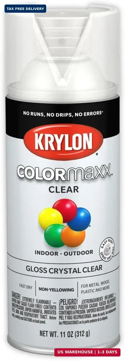 Krylon K05515007 COLORmaxx Acrylic Clear Finish for Indoor/Outdoor Use, Gloss