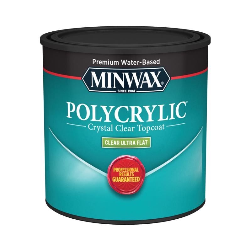 Minwax Polycrylic Crystal Clear Top Coat Polyurethane ULTRA FLAT ~ 1 QUART