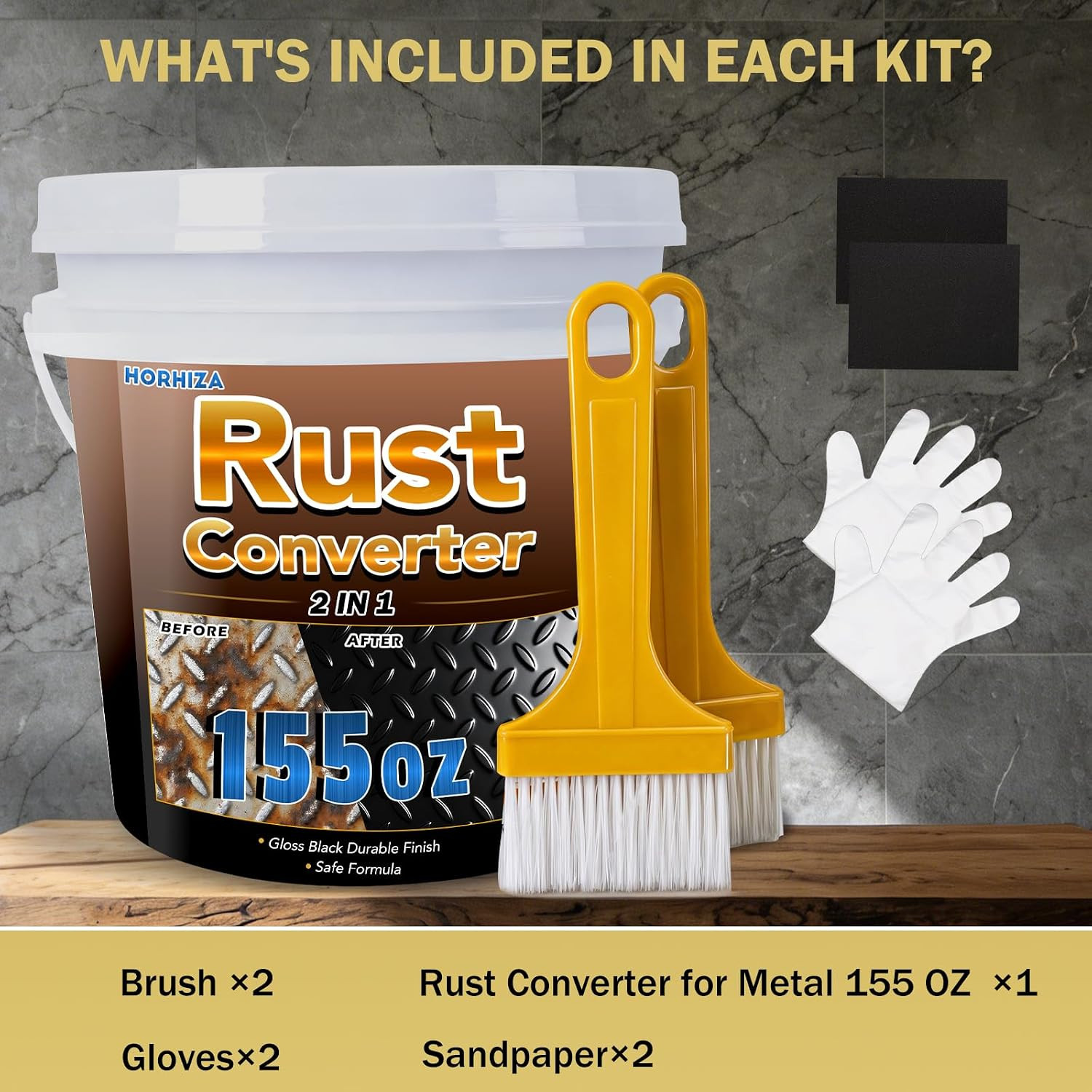 2 in 1 Rust Converter & Metal Primer, 155 Oz Black Rust Inhibitor Paint for Meta