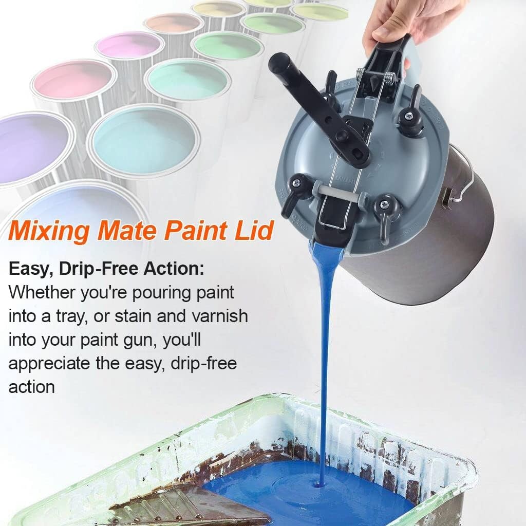 2 PCS Paint Mixing Lid Kit, 4L/1 Gallon Paint Can Mixer with Drip-Free Pourin…