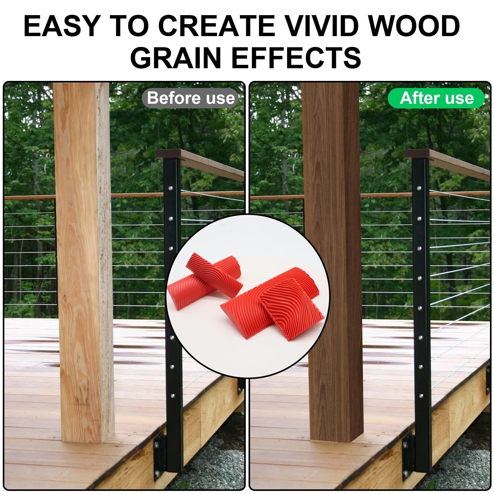 Wood Graining Tool Set – 4 Pieces Decorative Wood Grain Brushes