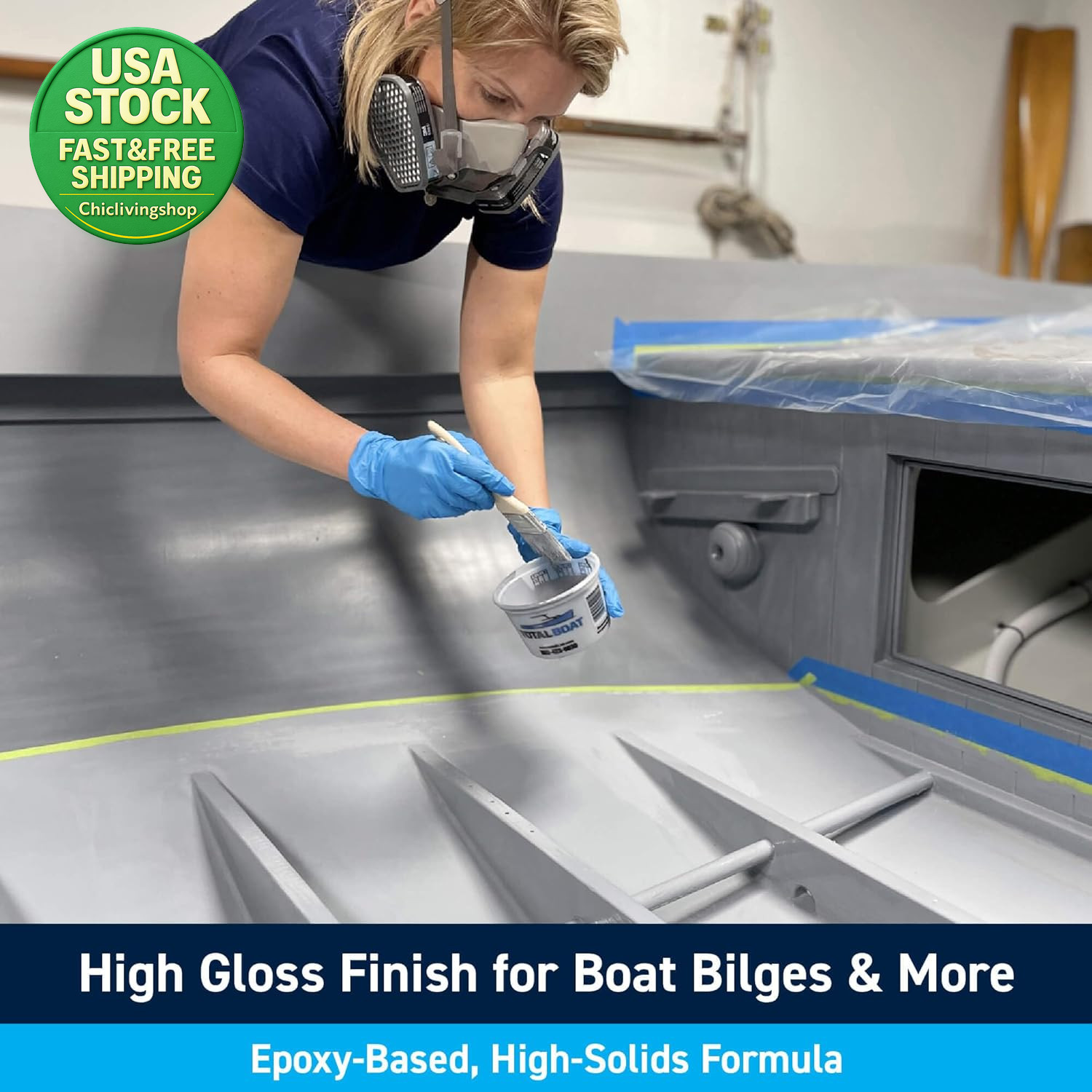 Epoxy Based Bilge Paint White 128 Fl Oz Waterproof Marine Paint