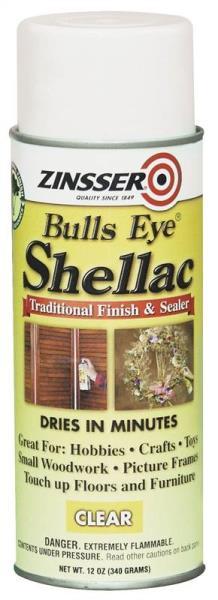 NEW ZINSSER 00408 12OZ CAN SPRAY BULLS SYE SHELLAC CLEAR FINISH SEALER 6955090