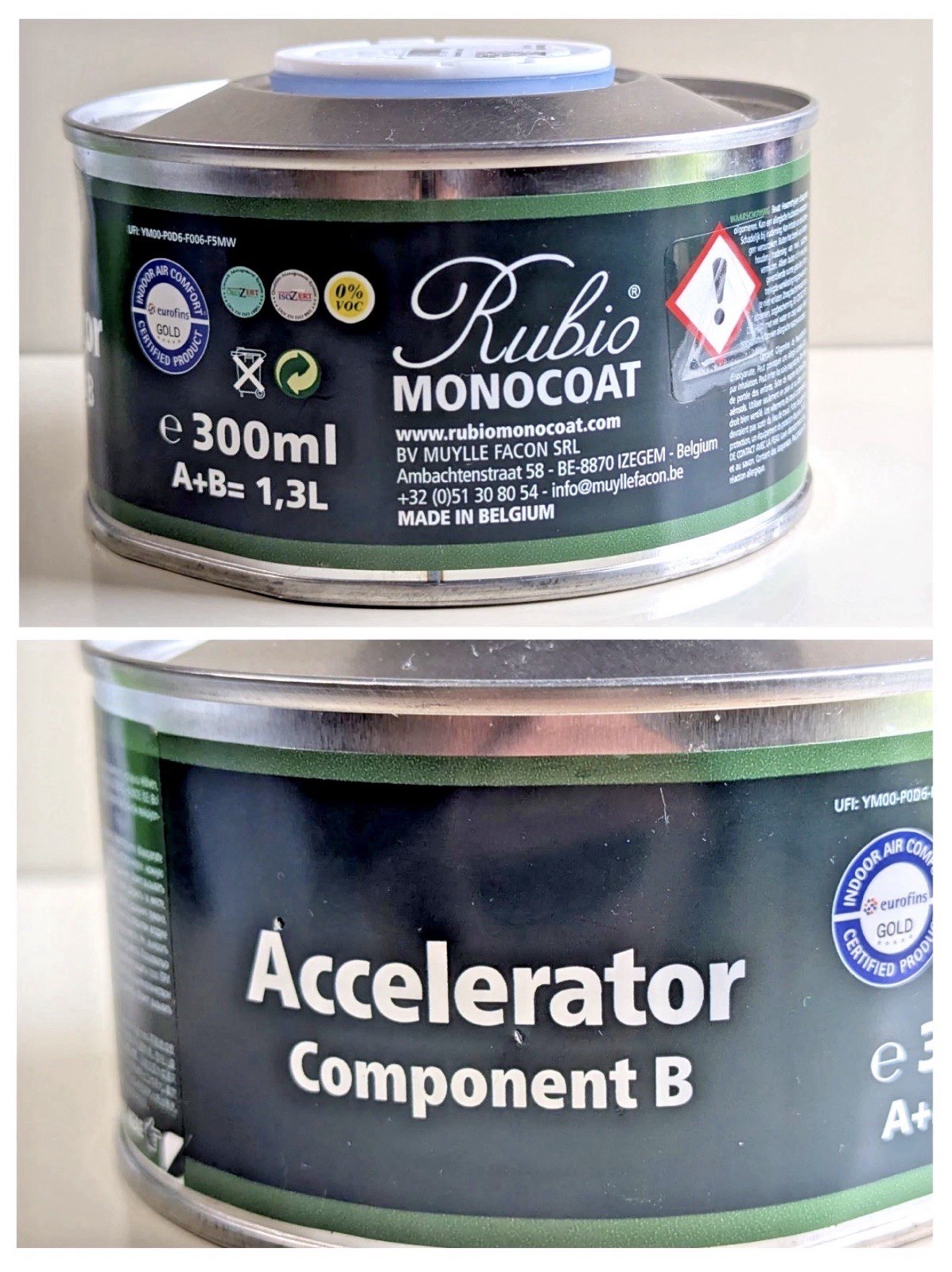 Rubio Monocoat Accelerator Component B – 300 mL Metal Can – Made in Belgium NEW