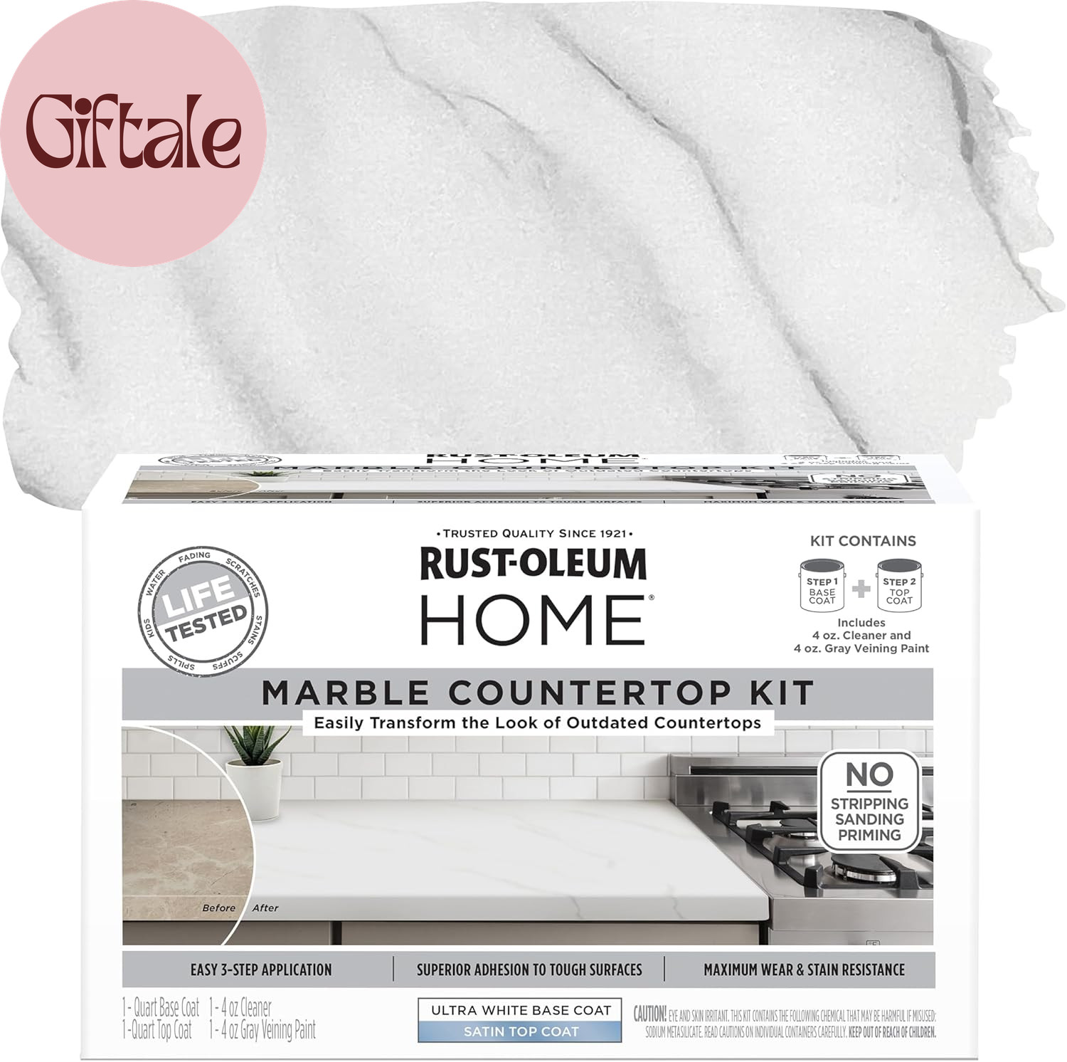 Rust-Oleum 384964 Home Marble Countertop Coating Kit, 72 Fl Oz, White