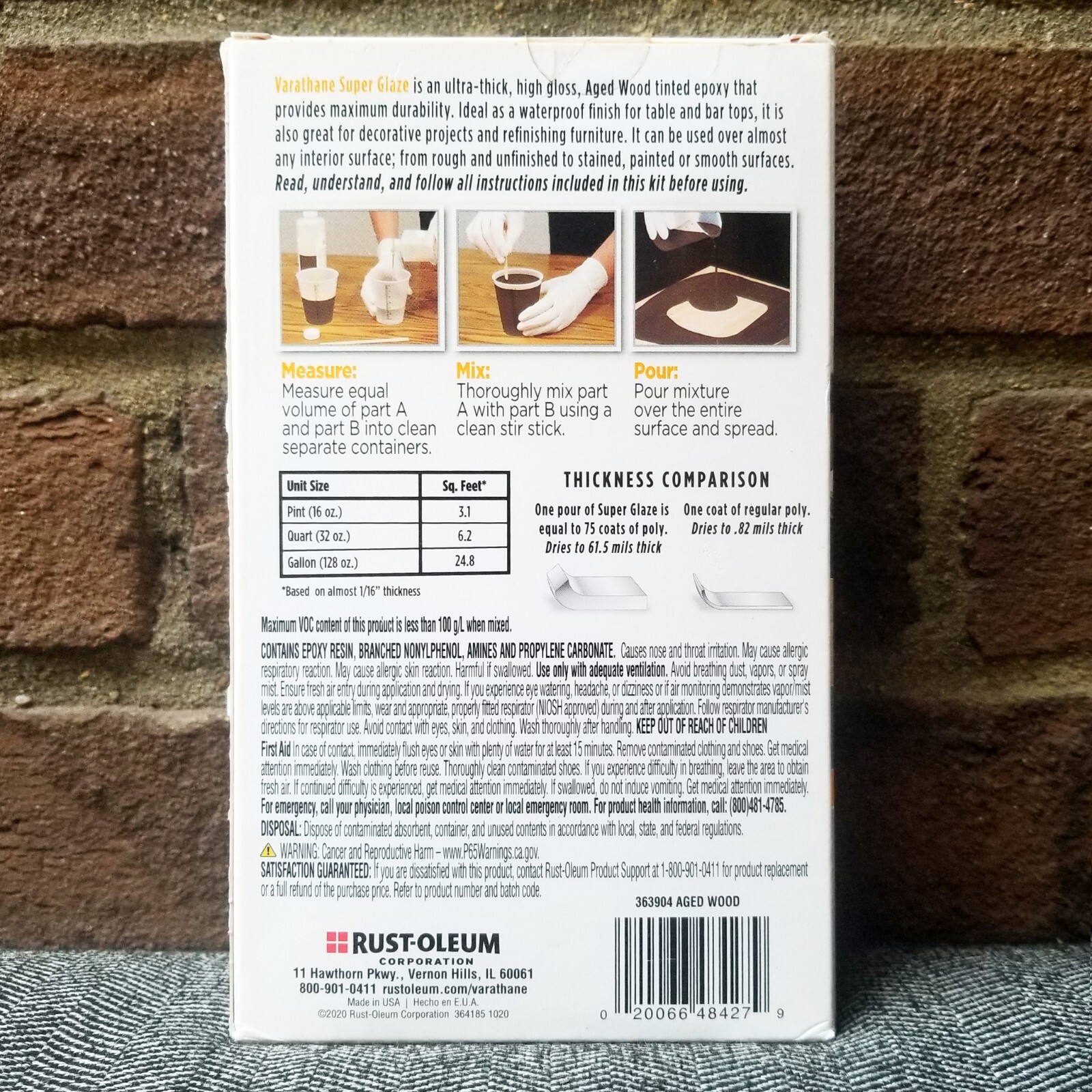 Varathane Epoxy Resin Super Glaze Pour-On High Gloss Quart Kit 32 oz Aged Wood