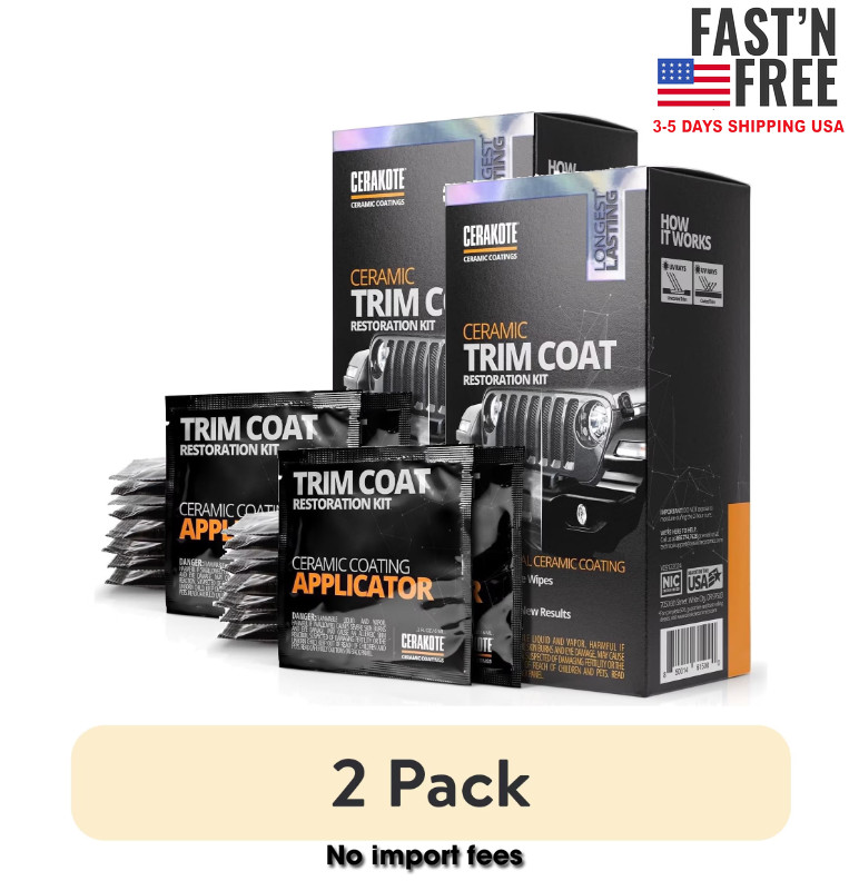 (2 pack) Cerakote Ceramic Trim Coat Restoration Kit, Faded Plastic Trim Restorer