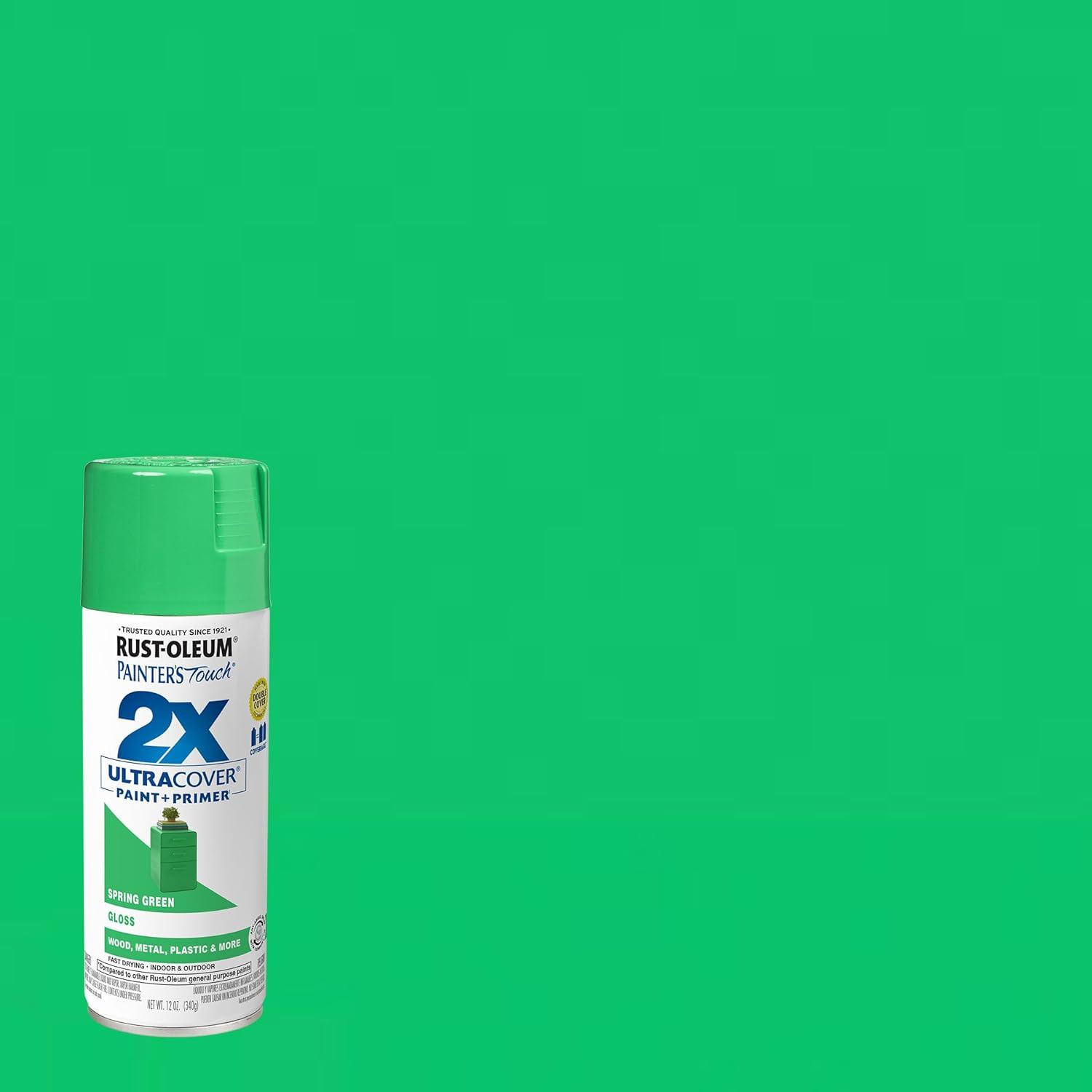 314751 Painter’S Touch 2X Ultra Cover Spray Paint, 12 Oz, Gloss Spring Green