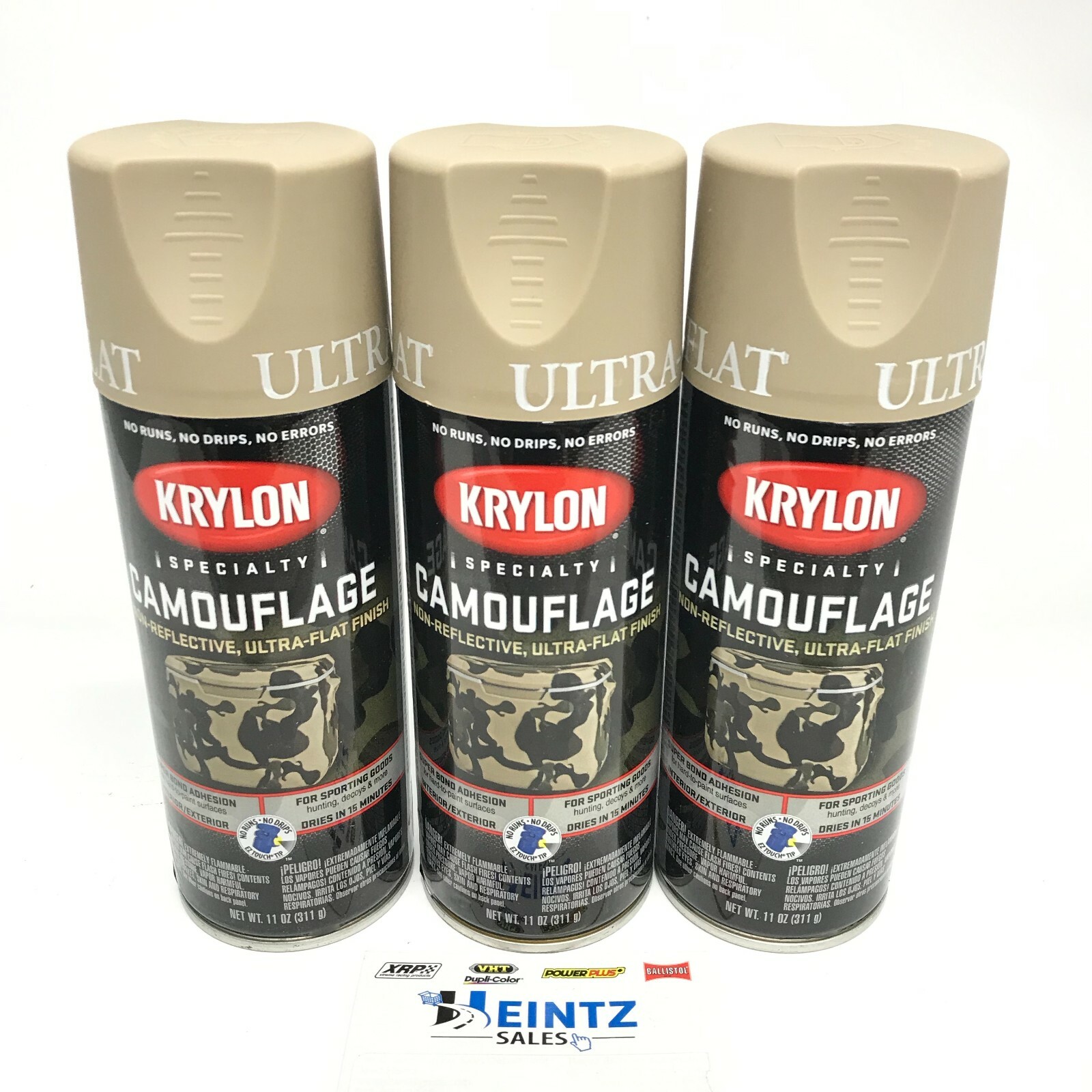 KRYLON 4291-3 PACK KHAKI Camouflage Non-Reflective Ultra-Flat Finish Spray Paint