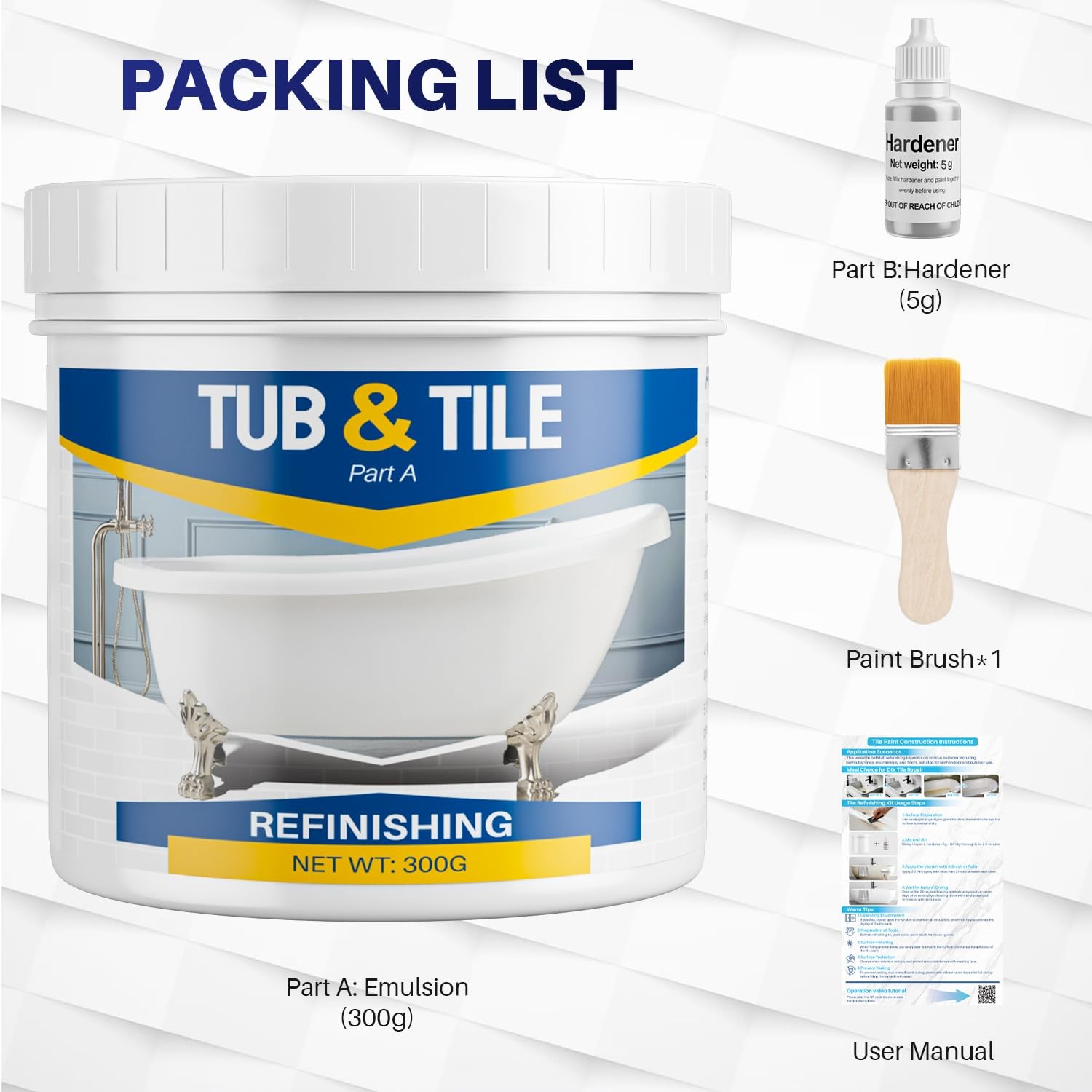 Tub and Tile Refinishing Kit, 10.6oz Bathtub Refinishing Kit with Tools, DIY …