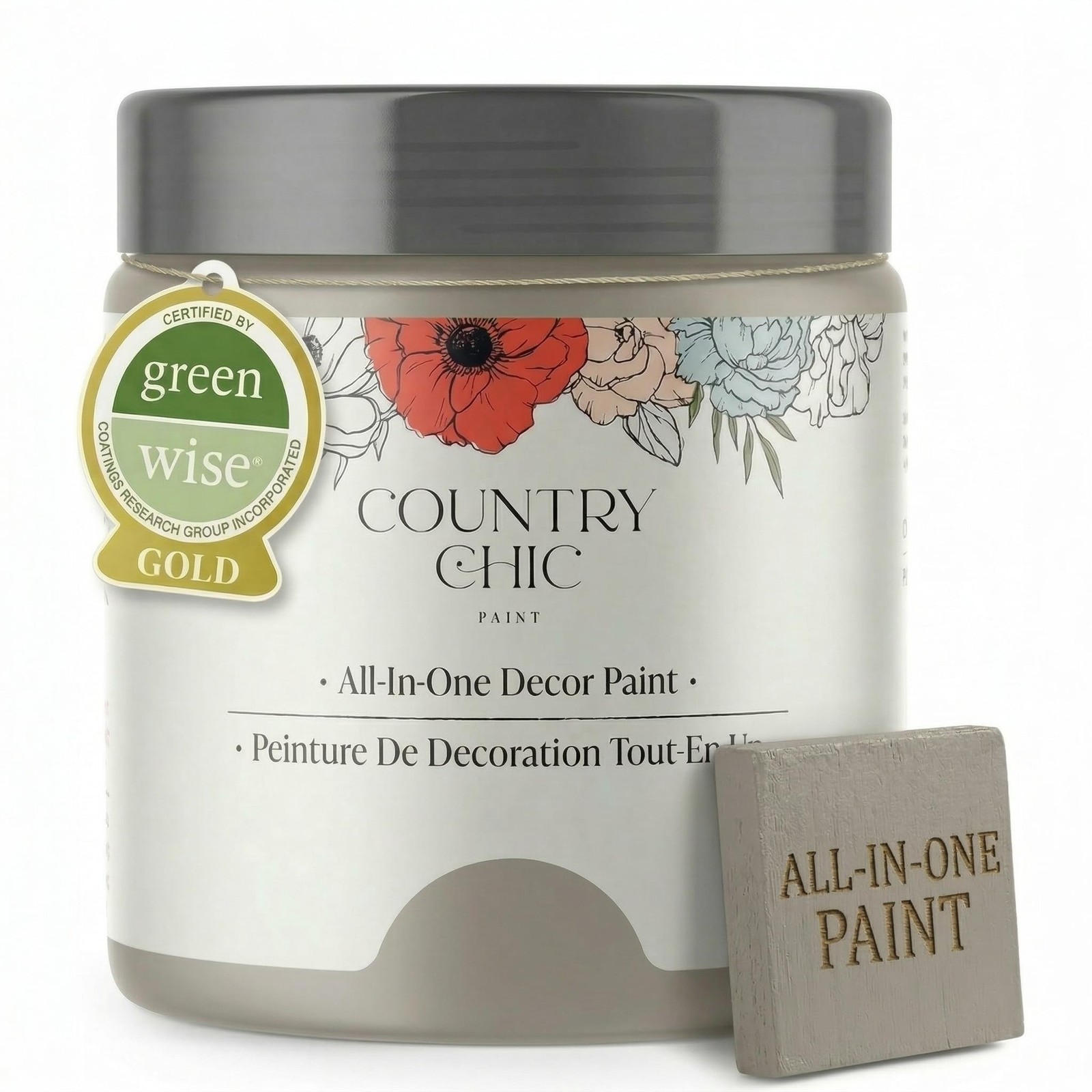 Country Chic All-in-One Chalk Paint for 16 Fl Oz (Pack of 1), Pebble Beach